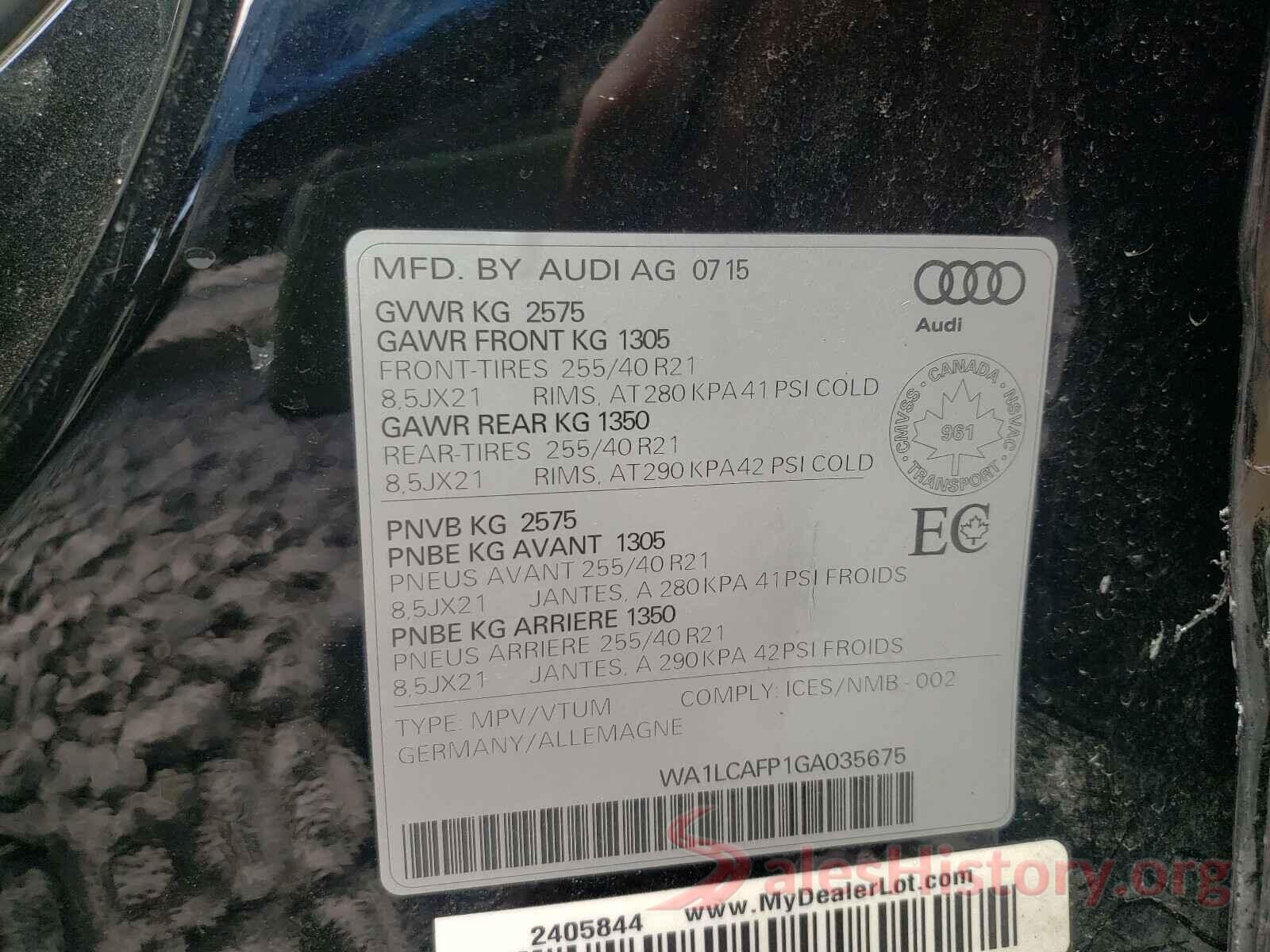 WA1LCAFP1GA035675 2016 AUDI SQ5