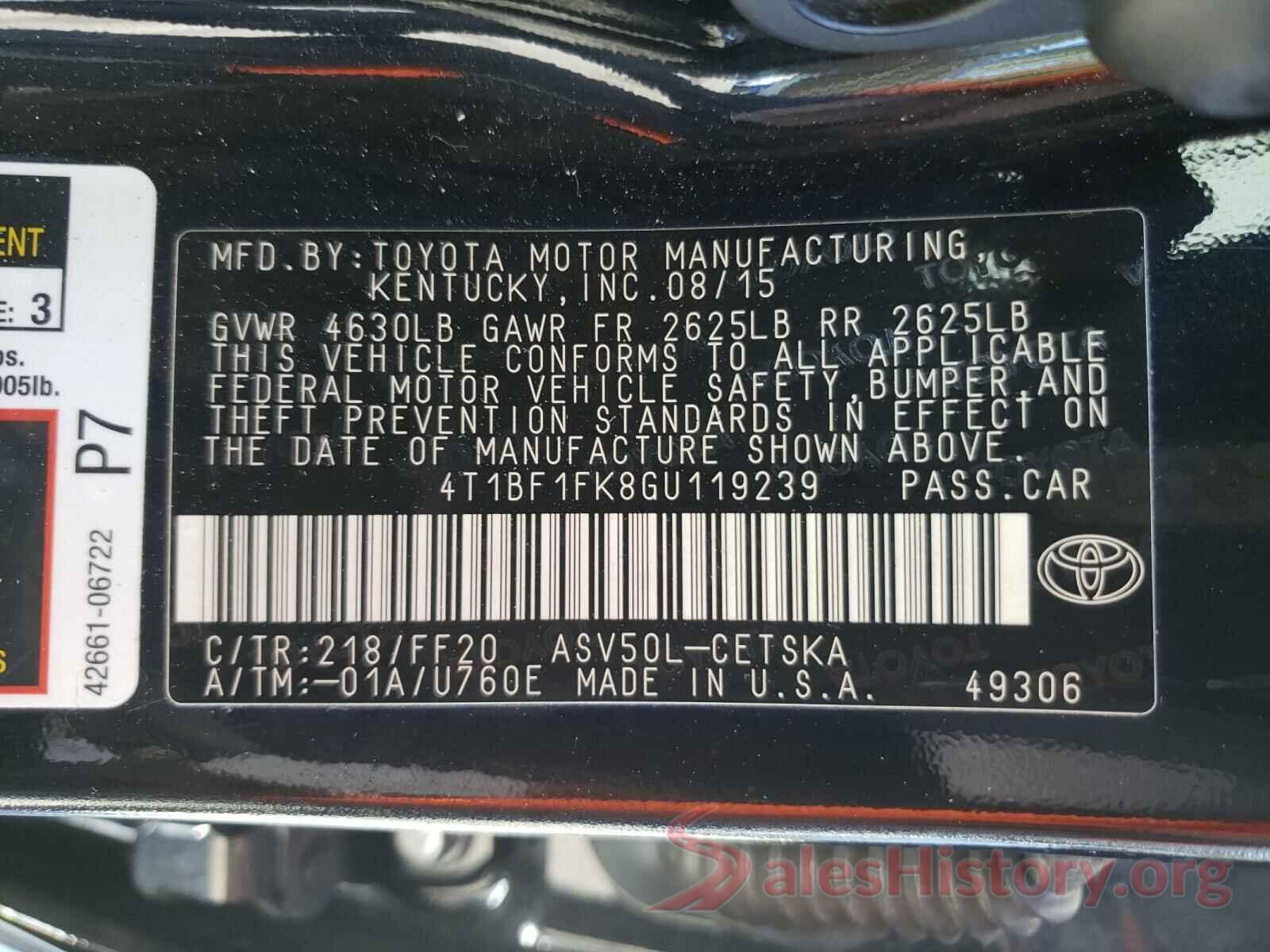 4T1BF1FK8GU119239 2016 TOYOTA CAMRY