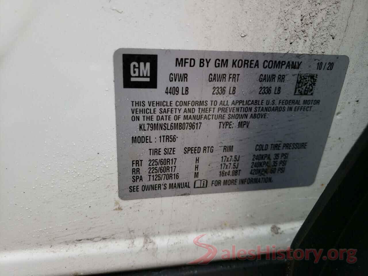 KL79MNSL6MB079617 2021 CHEVROLET TRAILBLZR