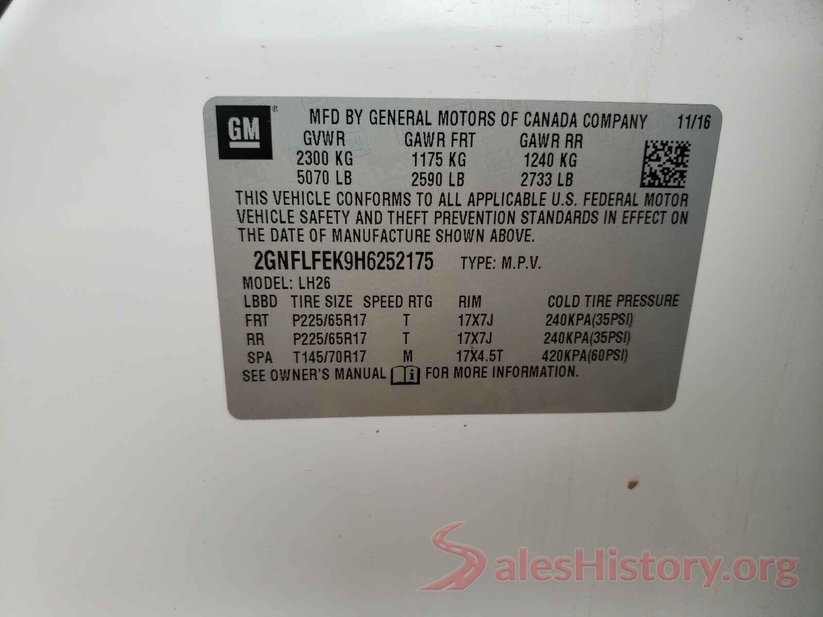 2GNFLFEK9H6252175 2017 CHEVROLET EQUINOX