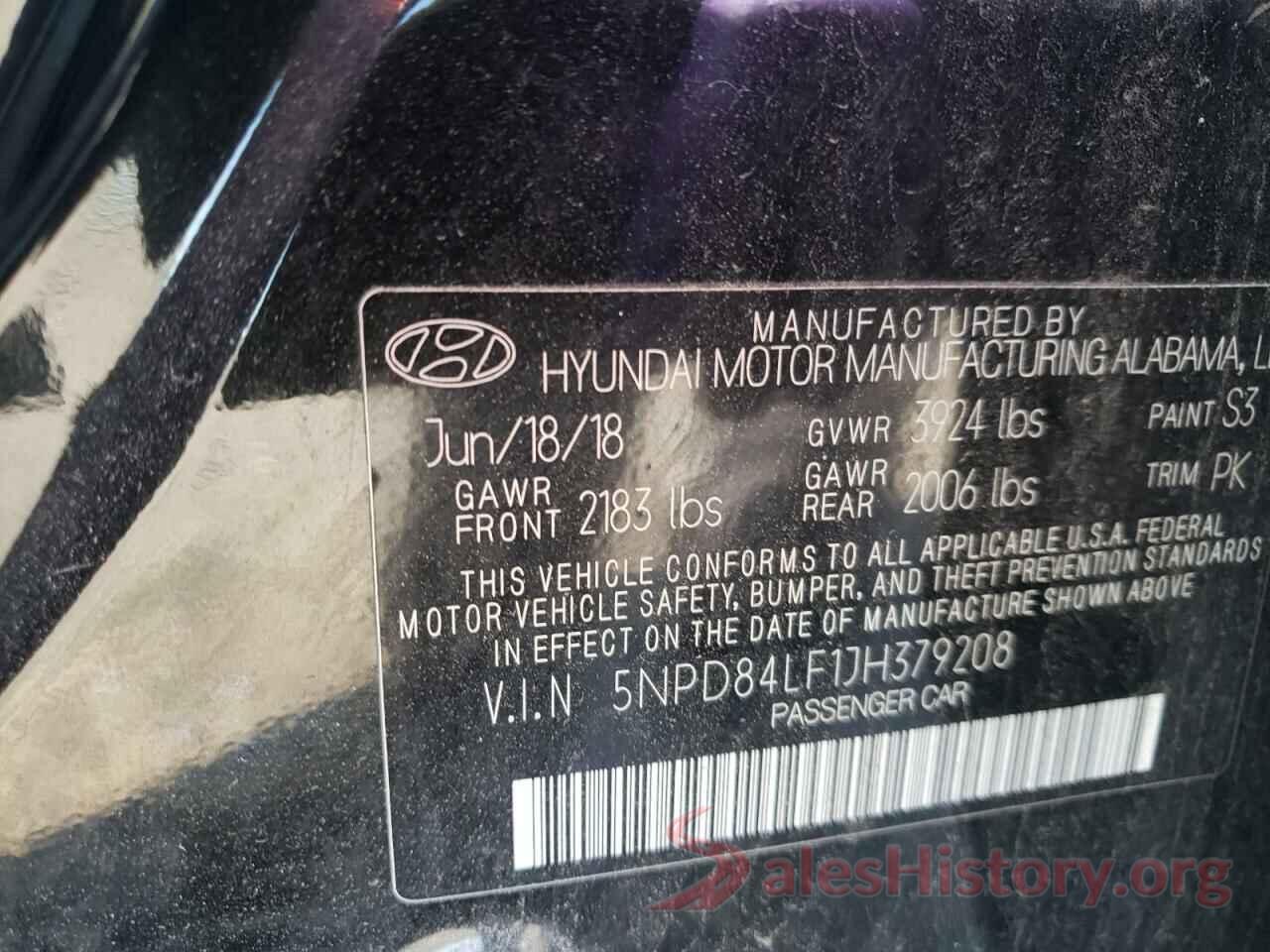 5NPD84LF1JH379208 2018 HYUNDAI ELANTRA