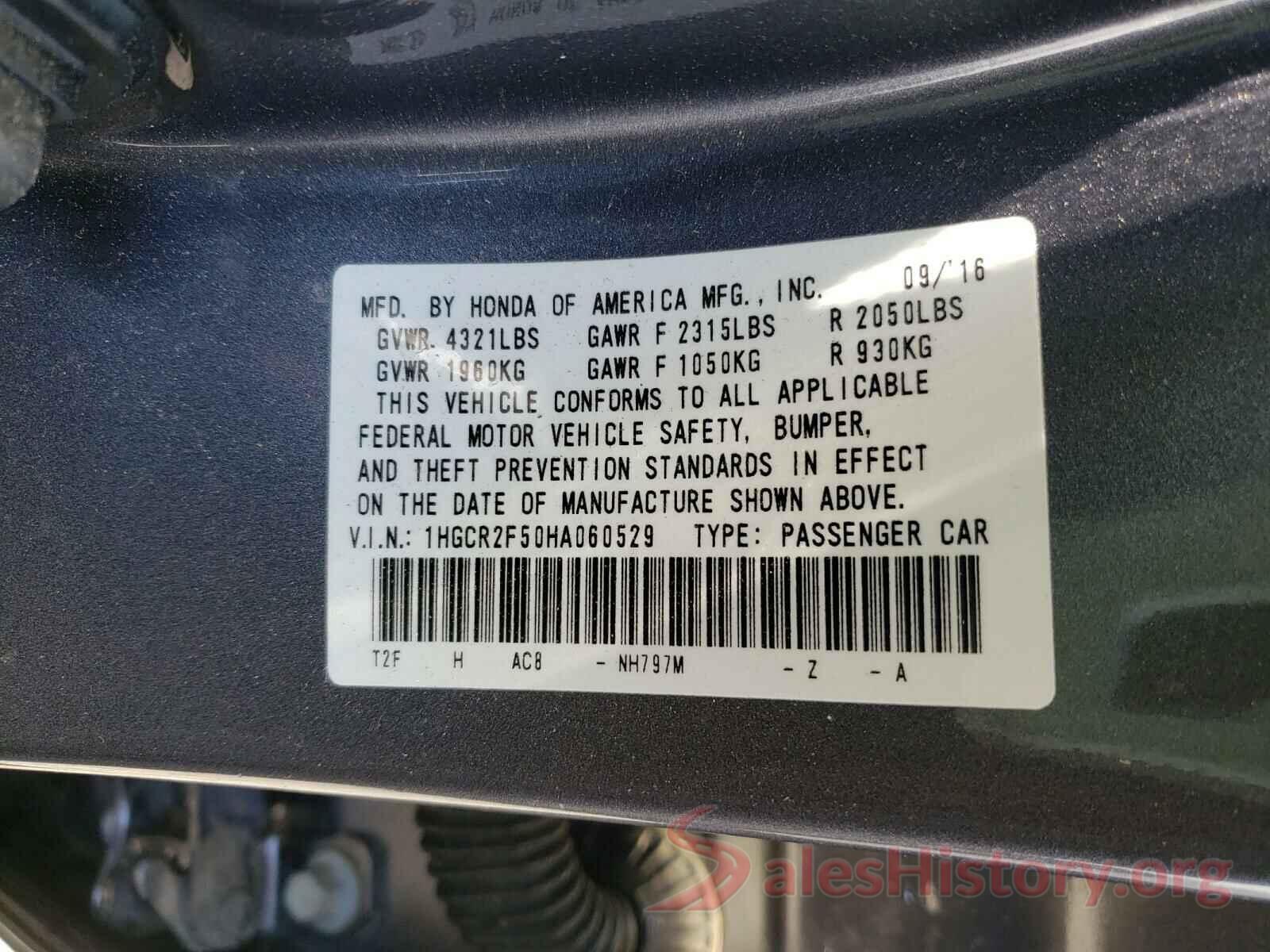 1HGCR2F50HA060529 2017 HONDA ACCORD