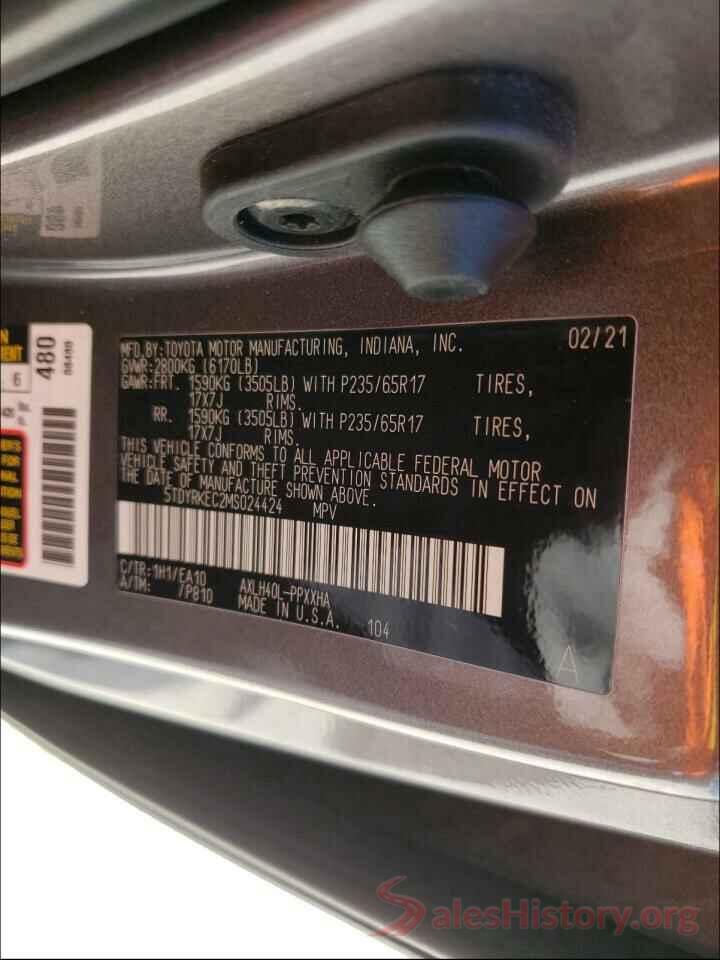 5TDYRKEC2MS024424 2021 TOYOTA SIENNA