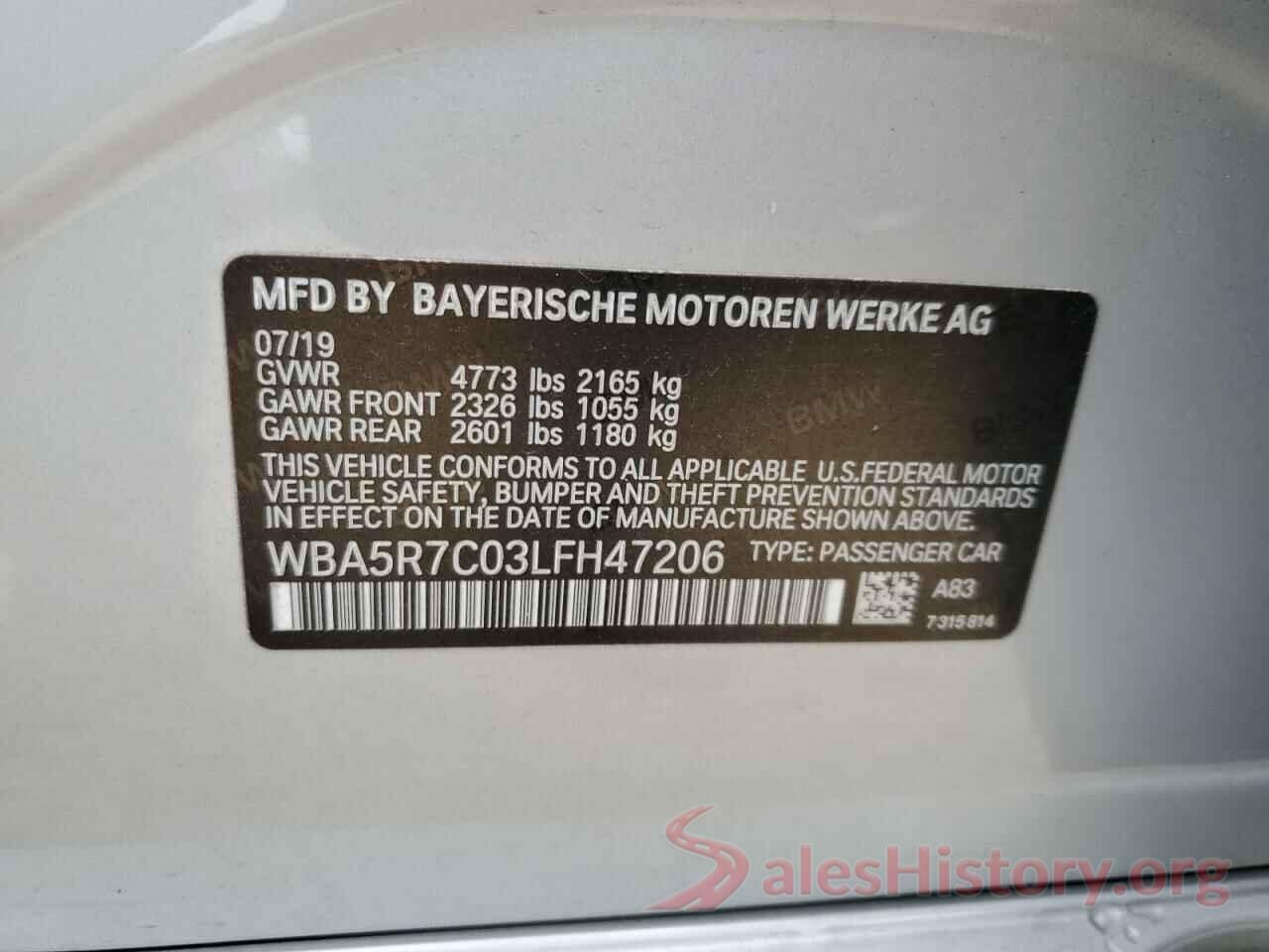 WBA5R7C03LFH47206 2020 BMW 3 SERIES