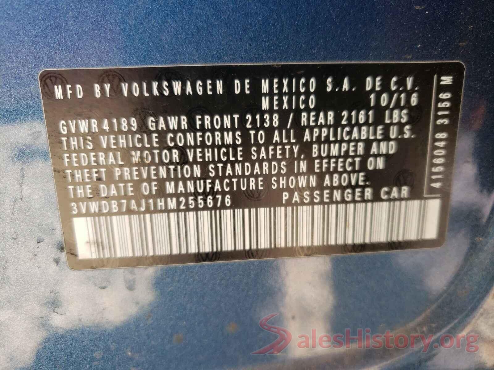 3VWDB7AJ1HM255676 2017 VOLKSWAGEN JETTA