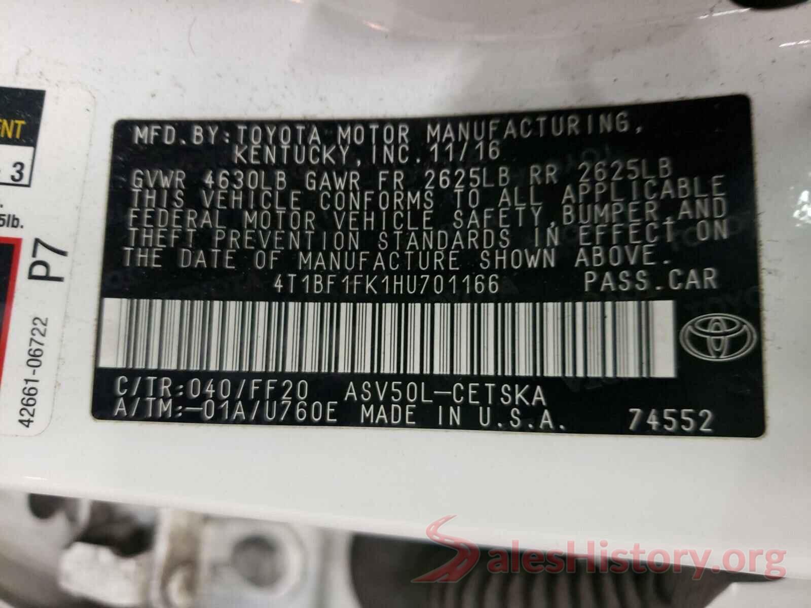 4T1BF1FK1HU701166 2017 TOYOTA CAMRY