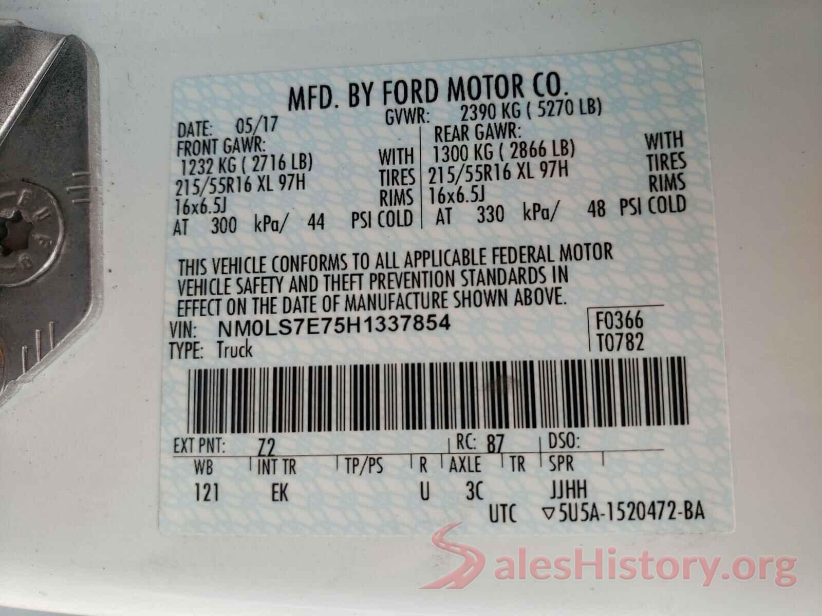 NM0LS7E75H1337854 2017 FORD TRANSIT CO