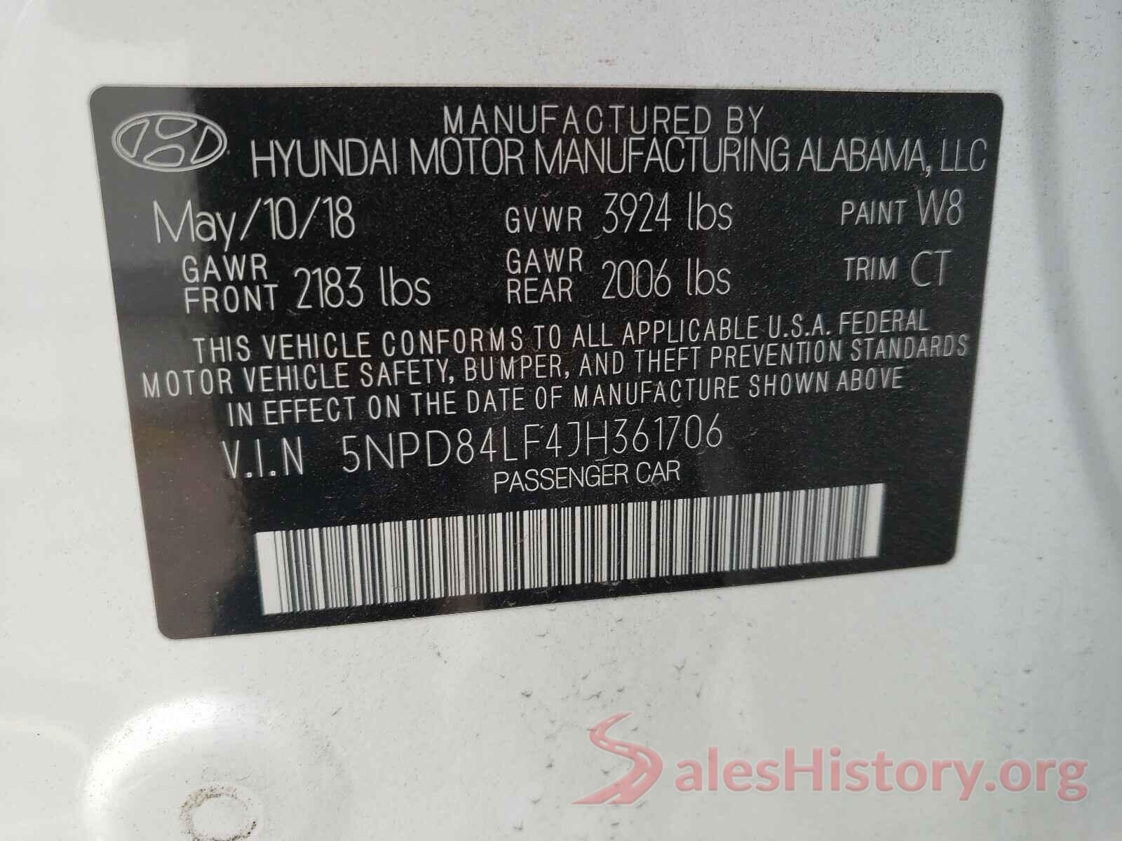 5NPD84LF4JH361706 2018 HYUNDAI ELANTRA