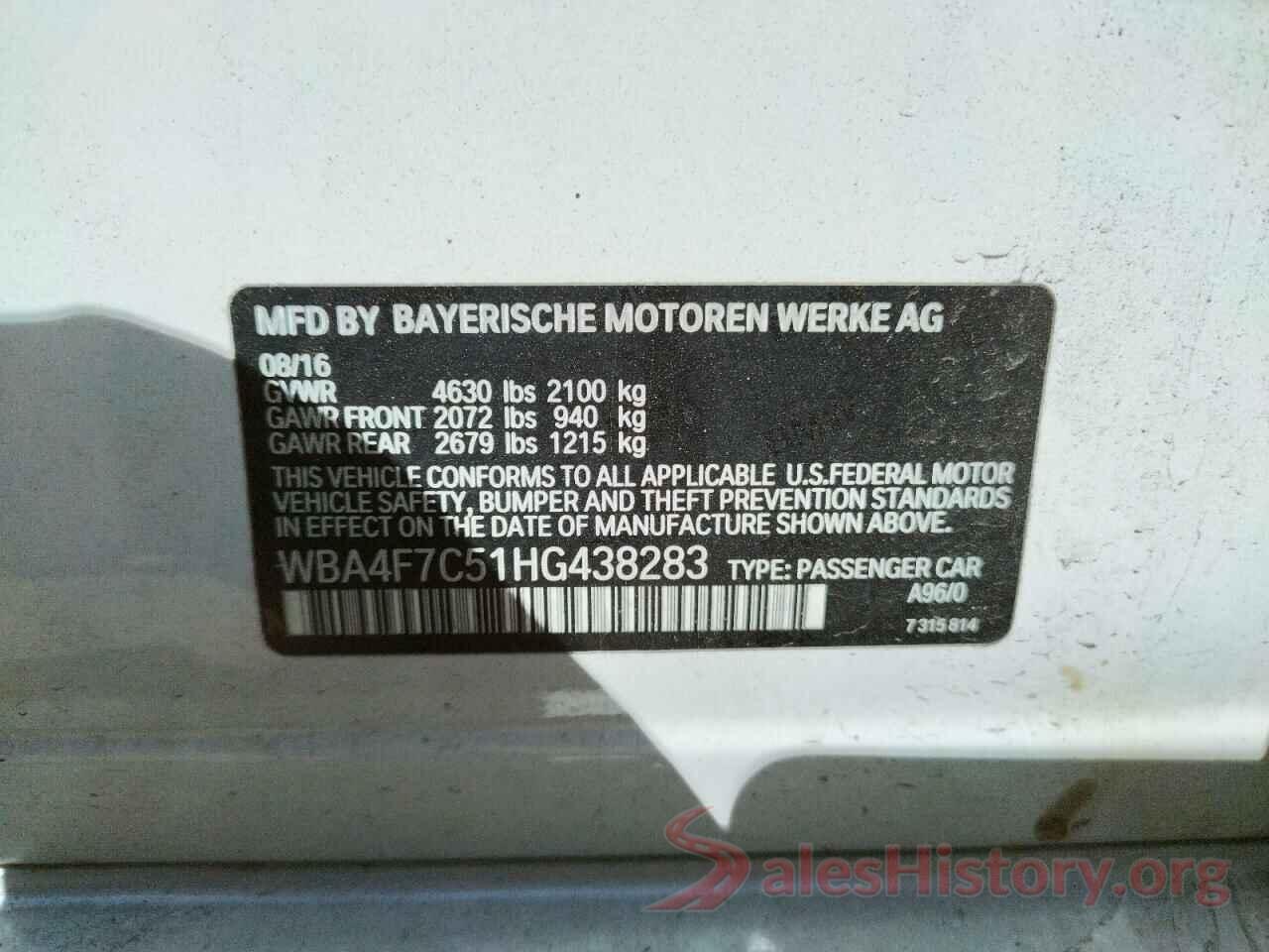 WBA4F7C51HG438283 2017 BMW 4 SERIES