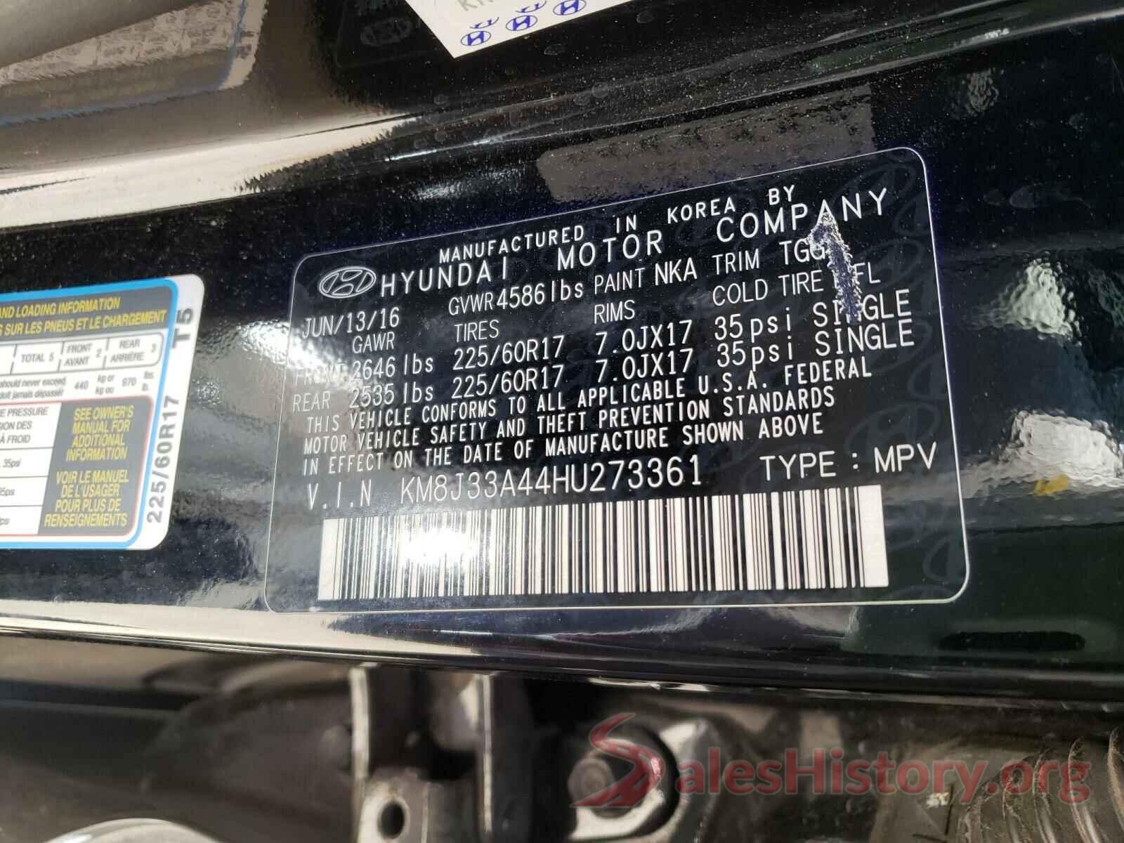 KM8J33A44HU273361 2017 HYUNDAI TUCSON