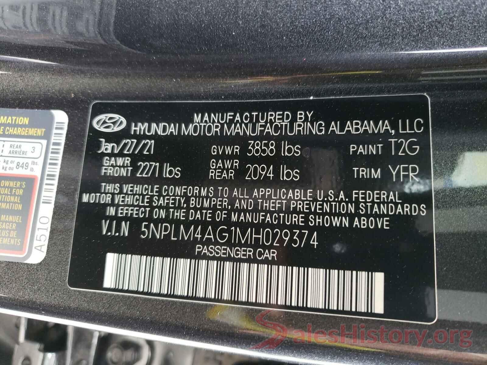 5NPLM4AG1MH029374 2021 HYUNDAI ELANTRA