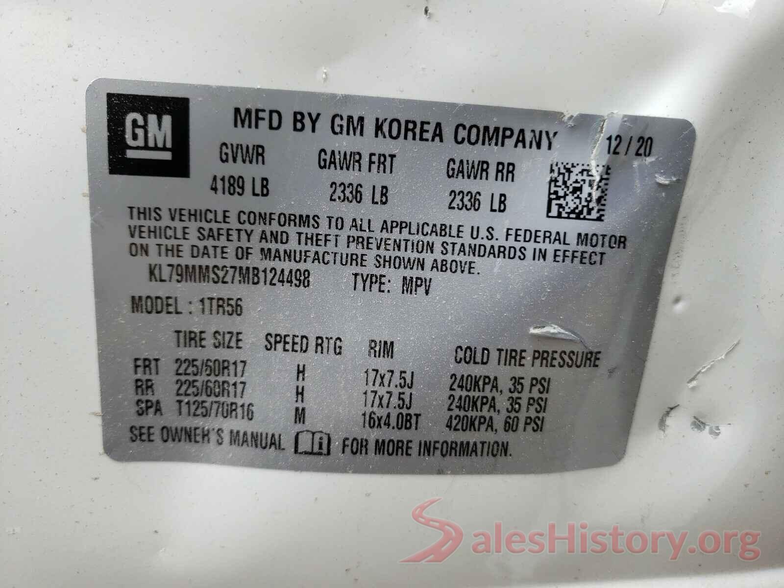 KL79MMS27MB124498 2021 CHEVROLET TRAILBLAZE