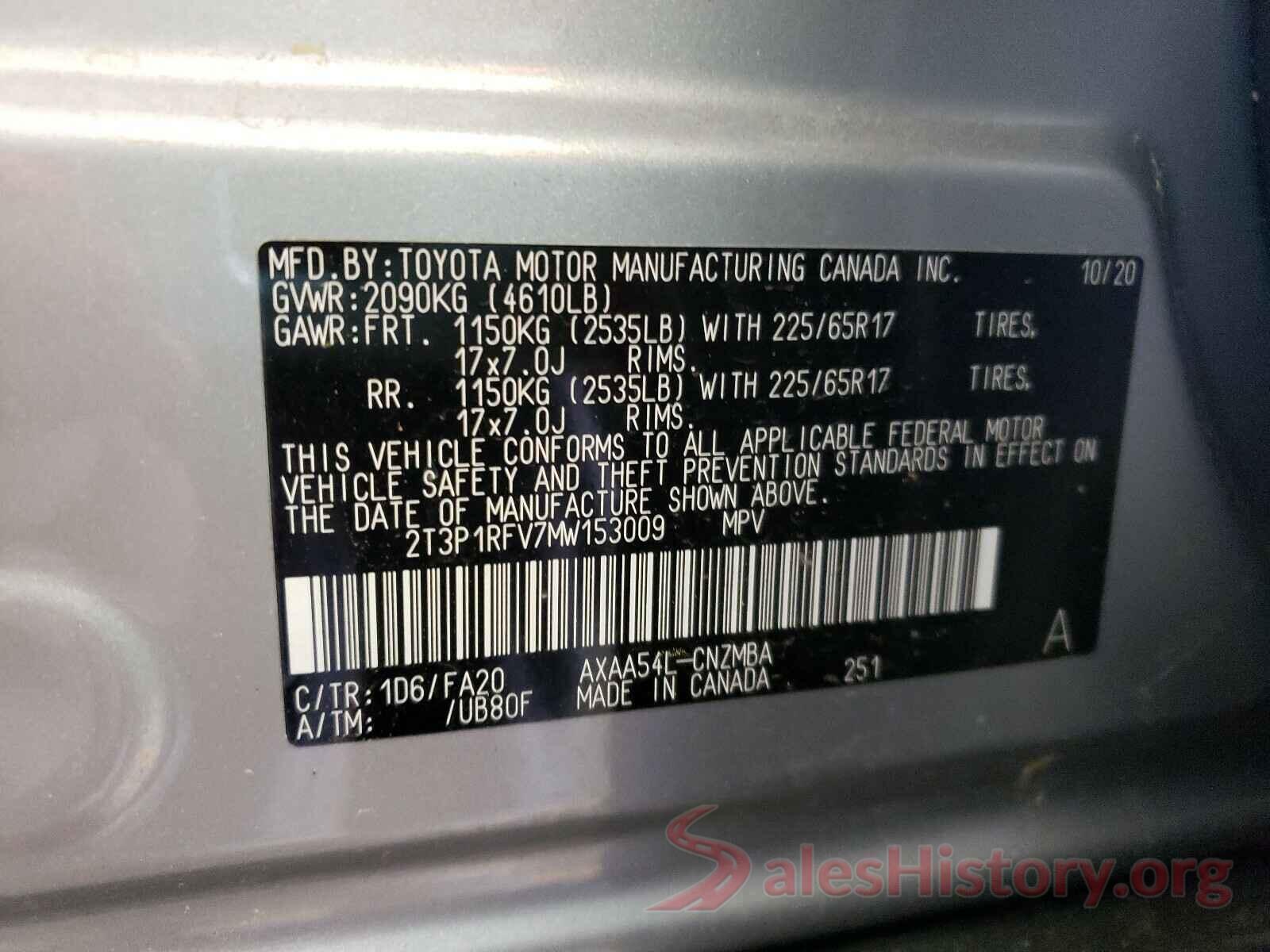 2T3P1RFV7MW153009 2021 TOYOTA RAV4