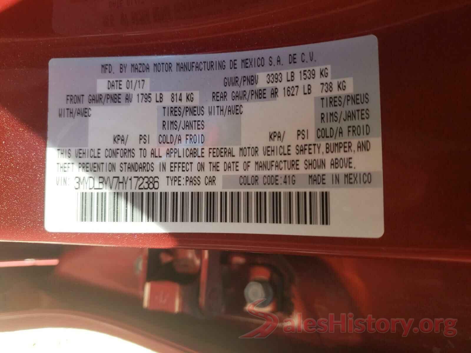 3MYDLBYV7HY172386 2017 TOYOTA YARIS