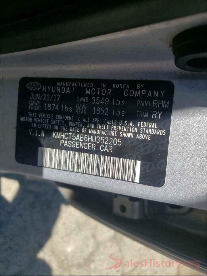 KMHCT5AE6HU352205 2017 HYUNDAI ACCENT