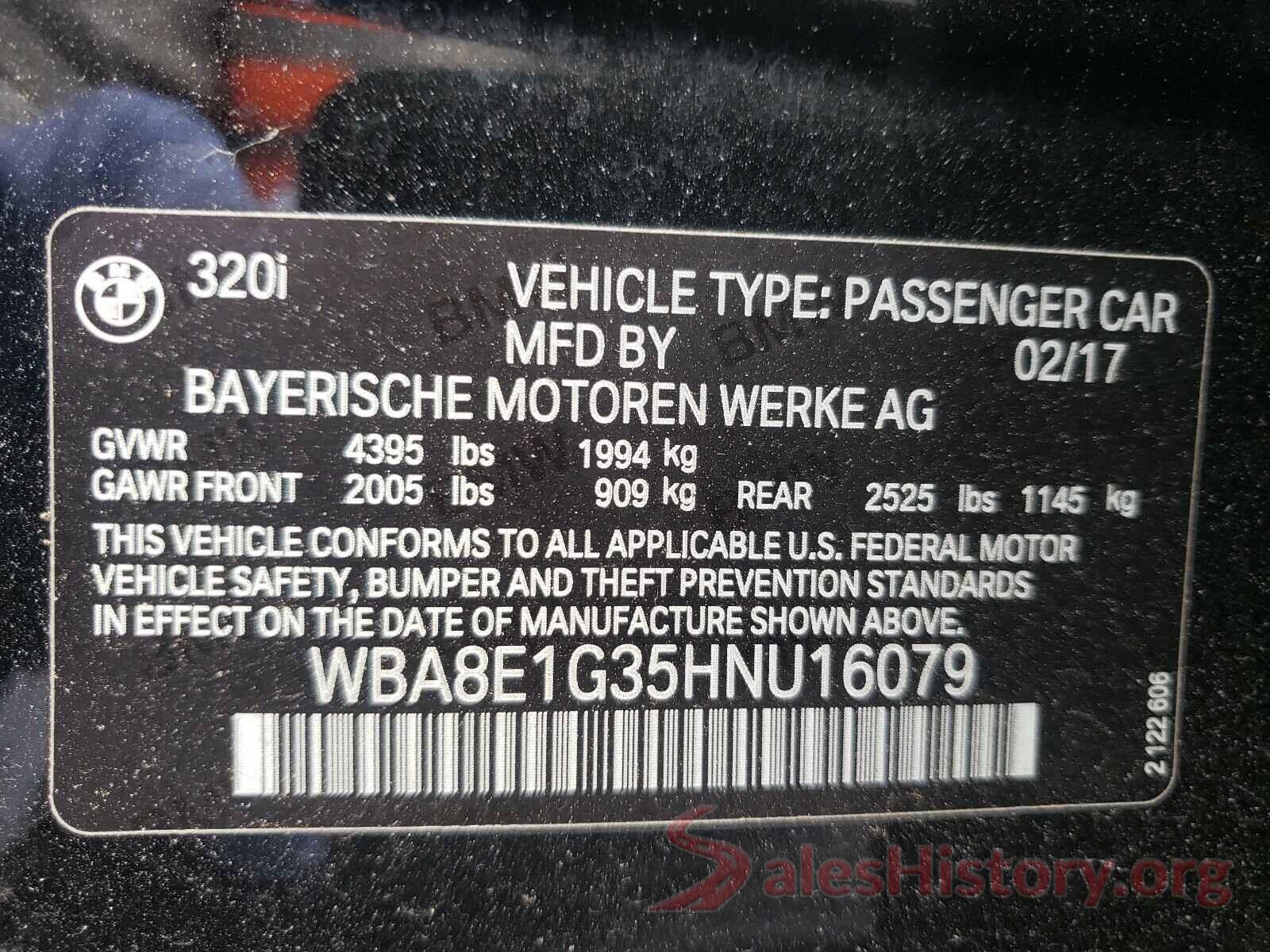 WBA8E1G35HNU16079 2017 BMW 3 SERIES