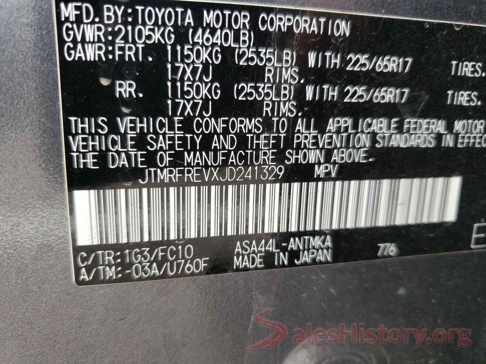 JTMRFREVXJD241329 2018 TOYOTA RAV4