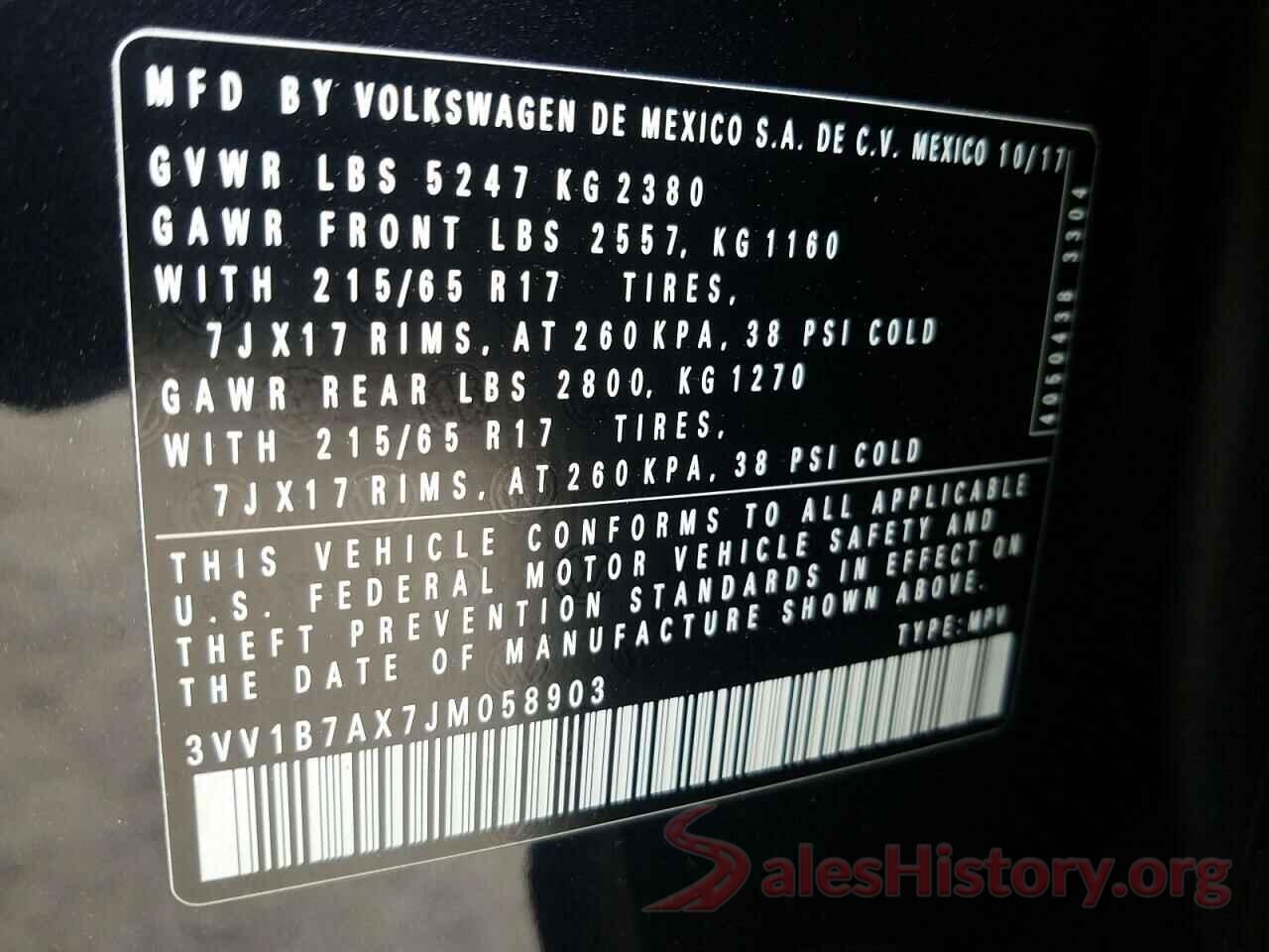 3VV1B7AX7JM058903 2018 VOLKSWAGEN TIGUAN