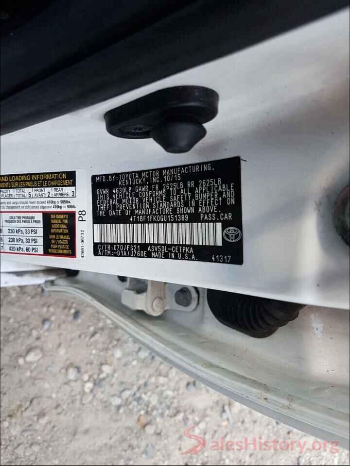 4T1BF1FK0GU151389 2016 TOYOTA CAMRY