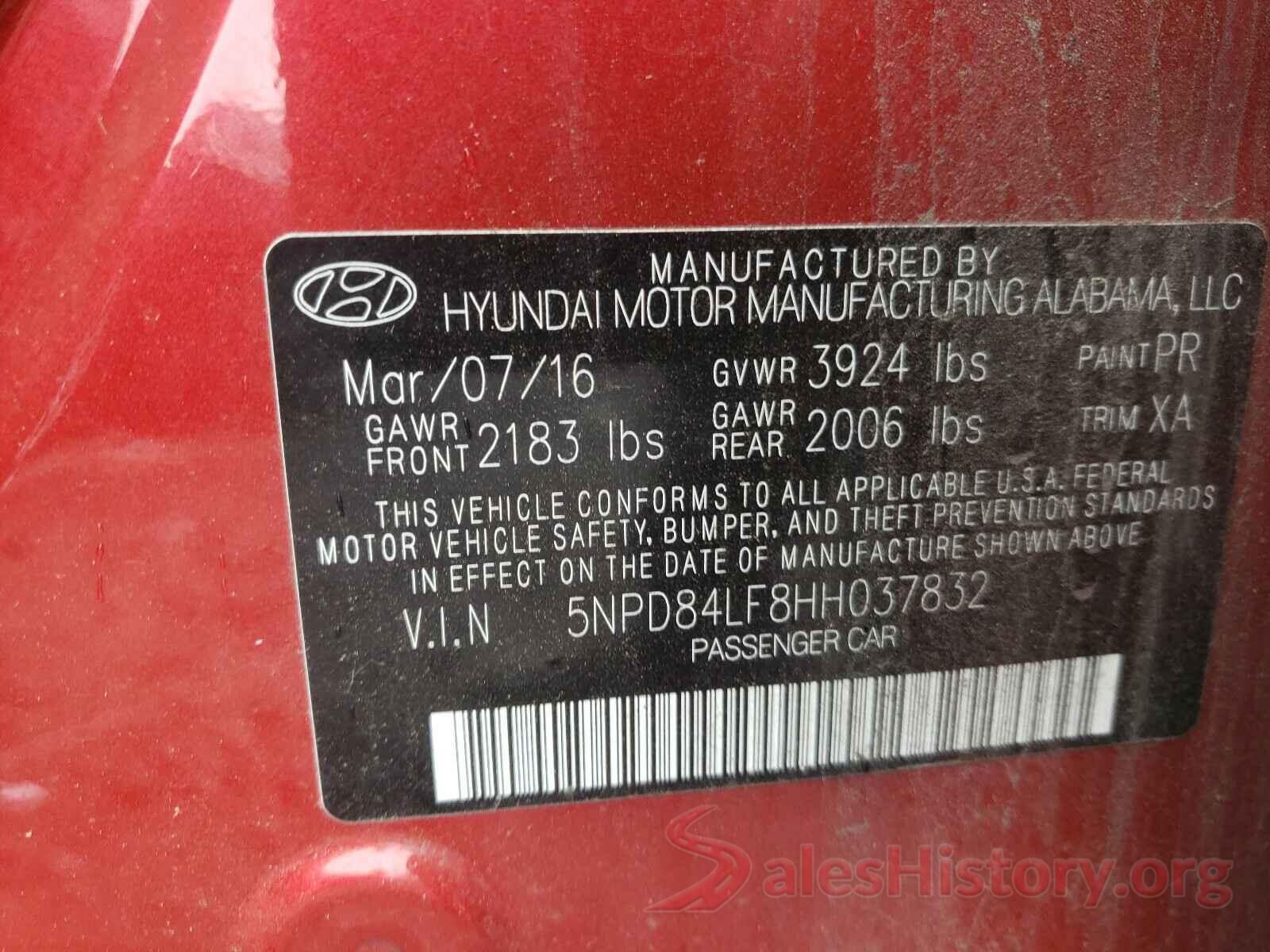 5NPD84LF8HH037832 2017 HYUNDAI ELANTRA