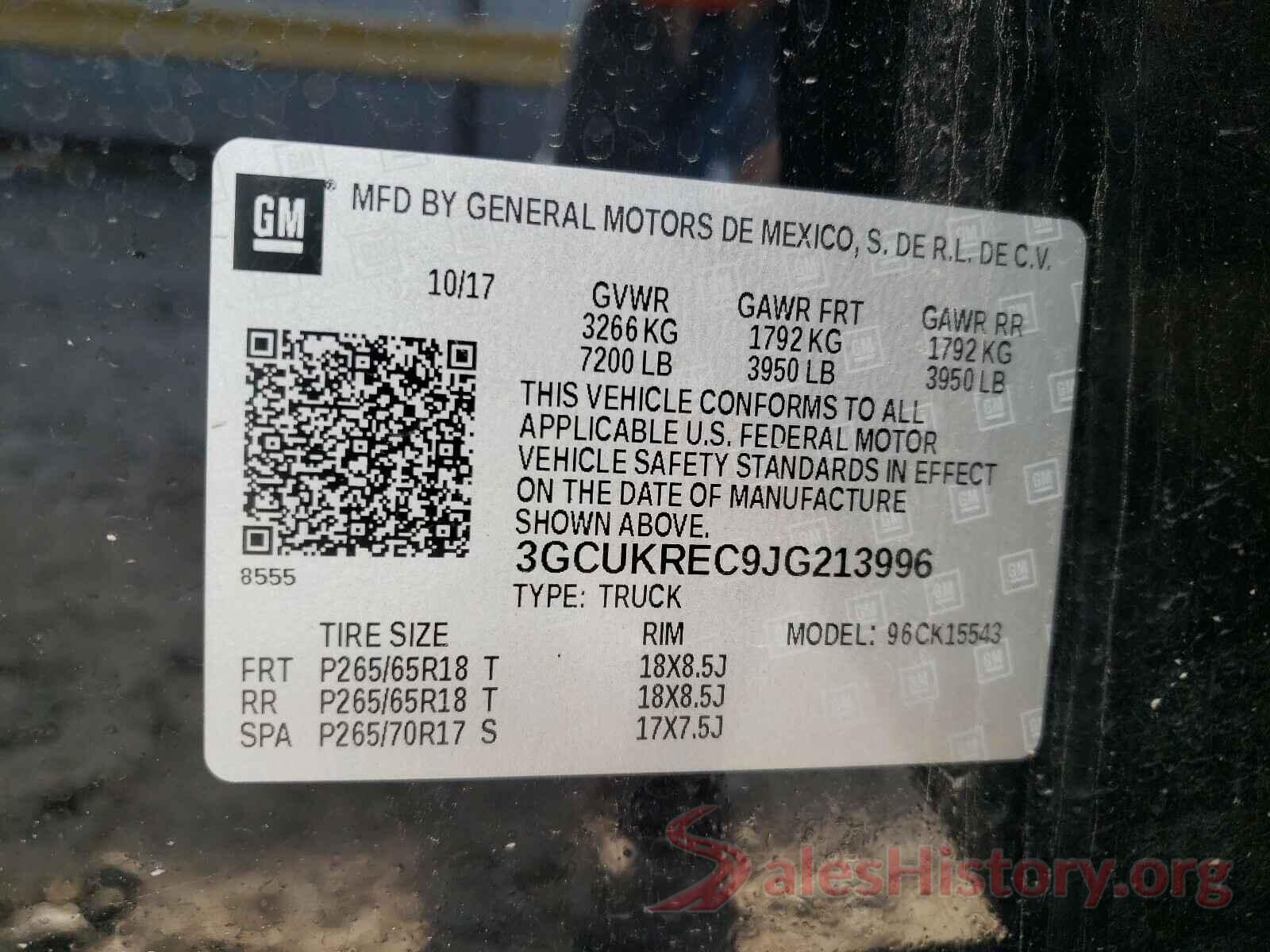 3GCUKREC9JG213996 2018 CHEVROLET SILVERADO