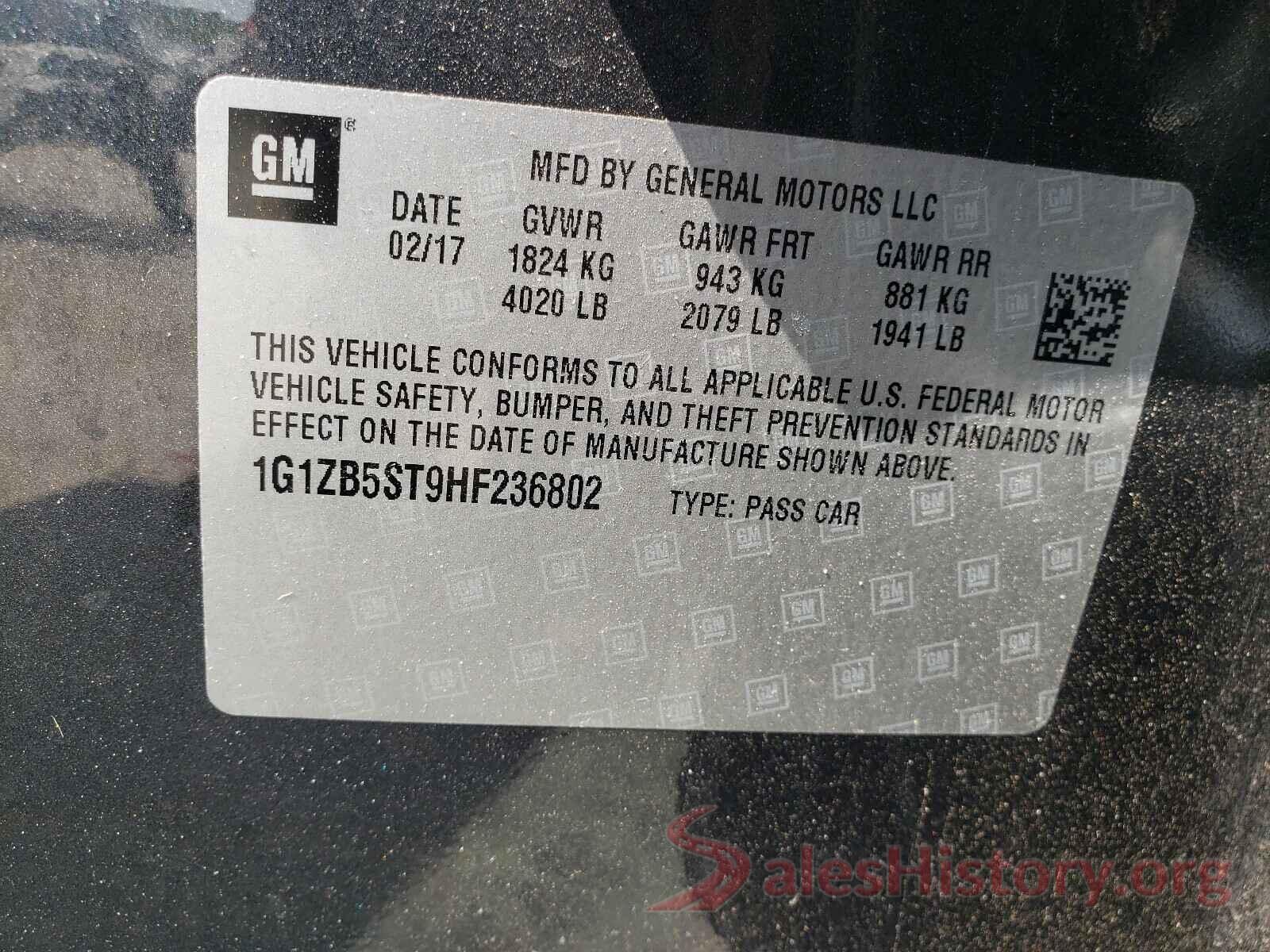 1G1ZB5ST9HF236802 2017 CHEVROLET MALIBU