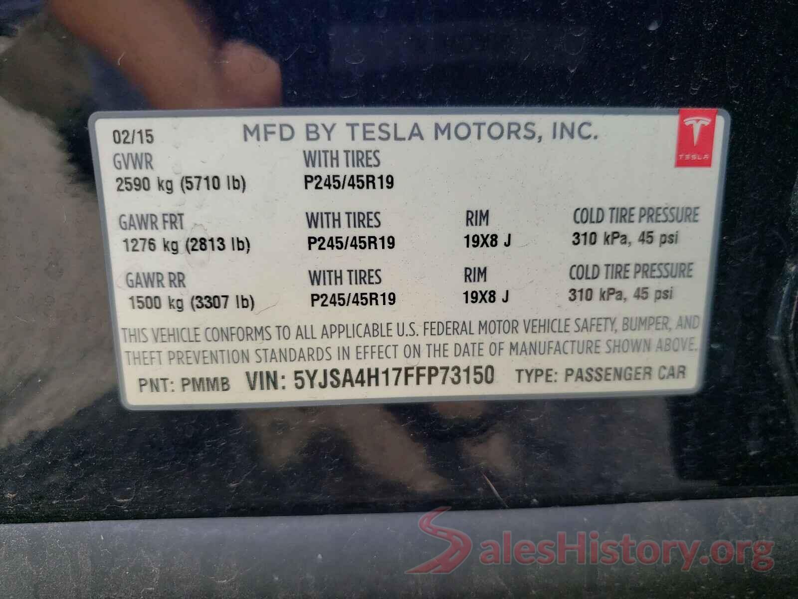 5YJSA4H17FFP73150 2015 TESLA MODEL S