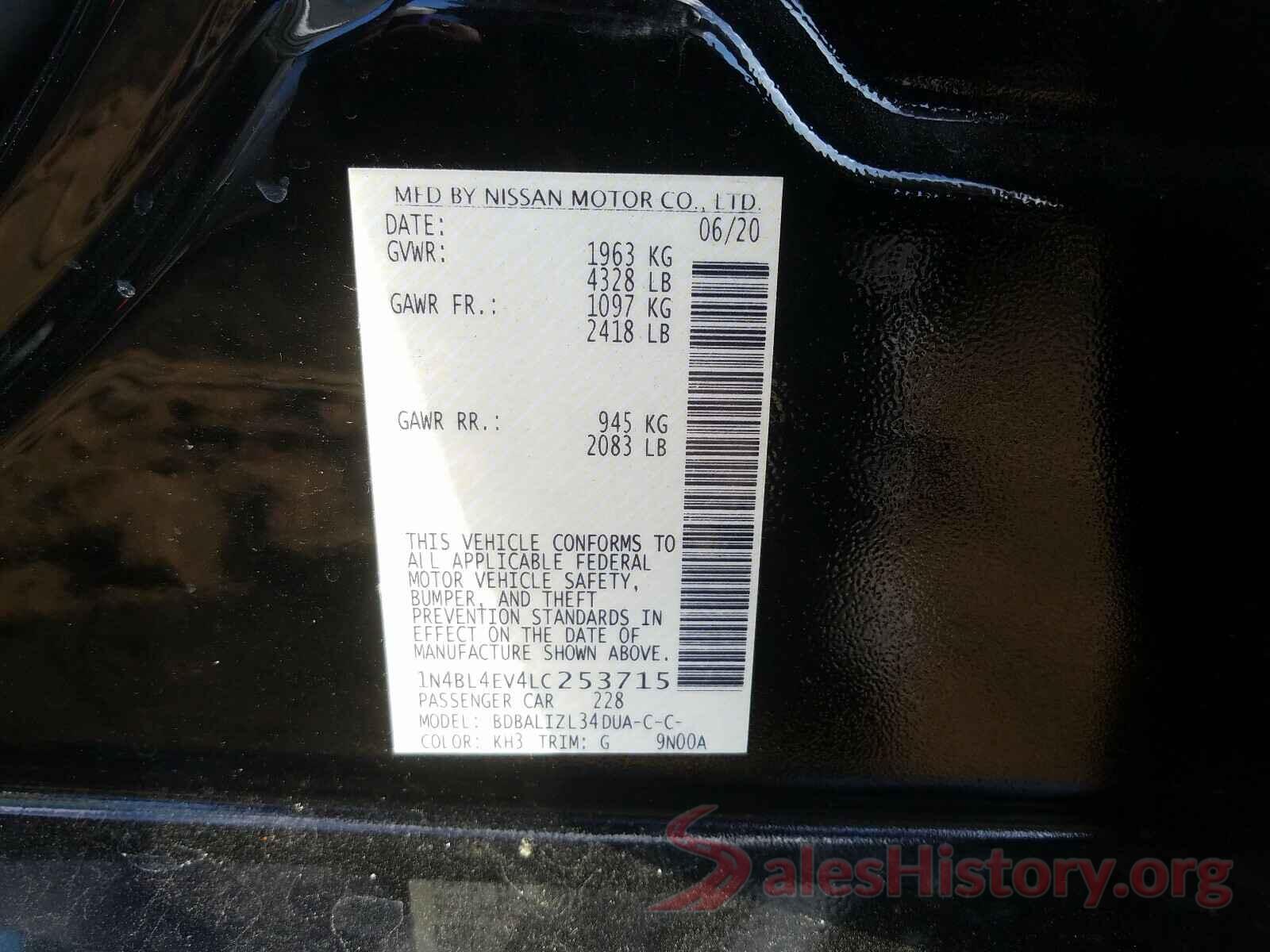 1N4BL4EV4LC253715 2020 NISSAN ALTIMA