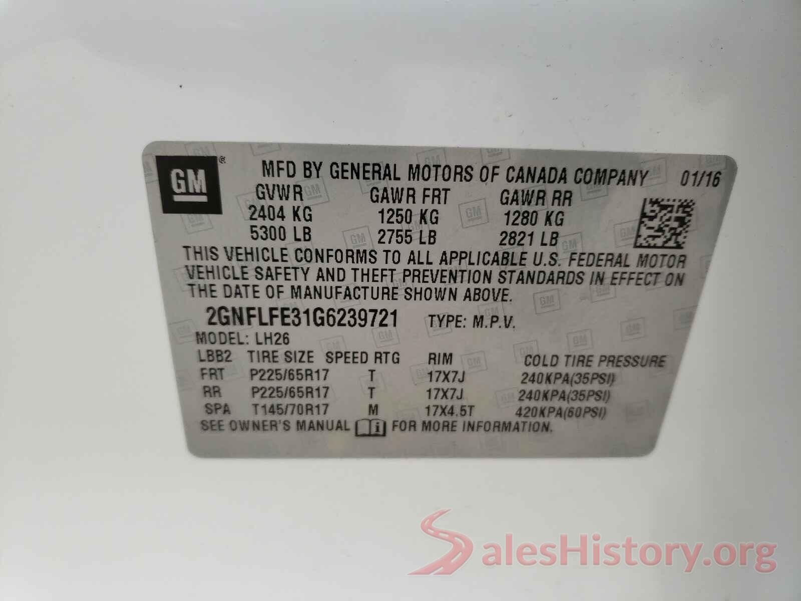 2GNFLFE31G6239721 2016 CHEVROLET EQUINOX