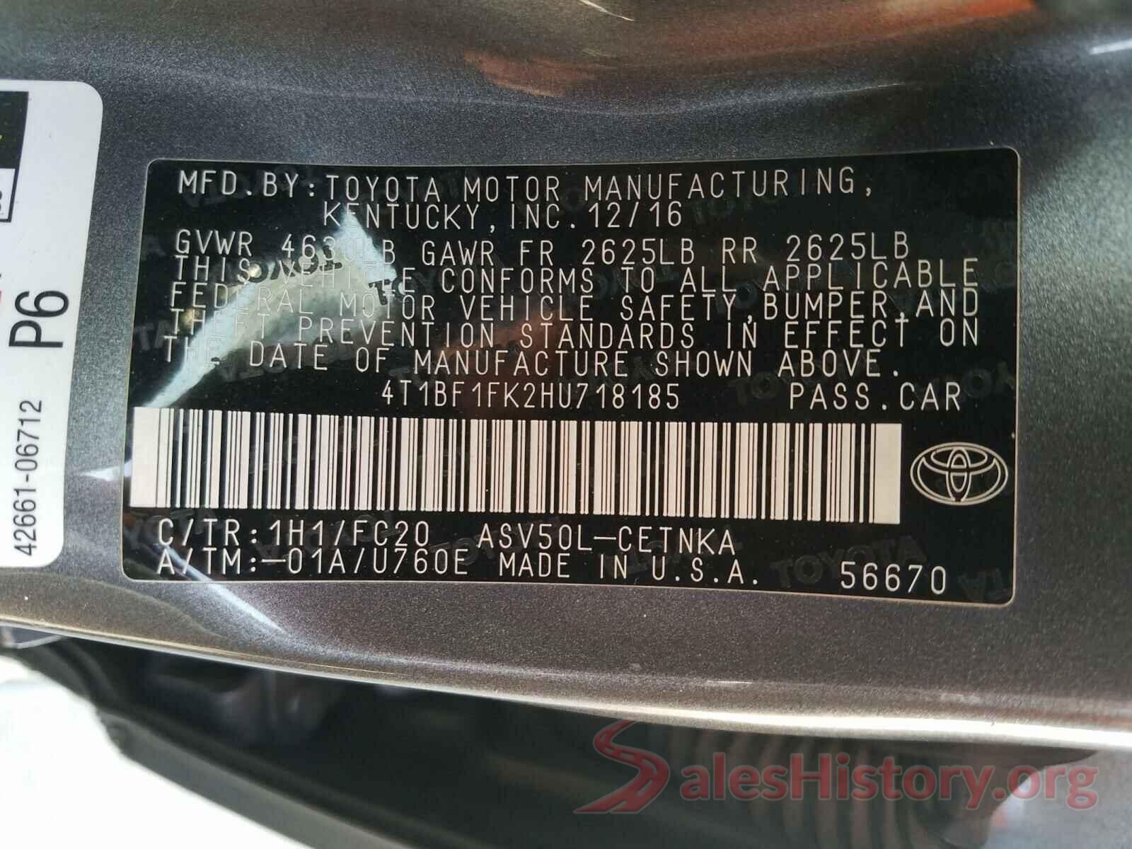 4T1BF1FK2HU718185 2017 TOYOTA CAMRY