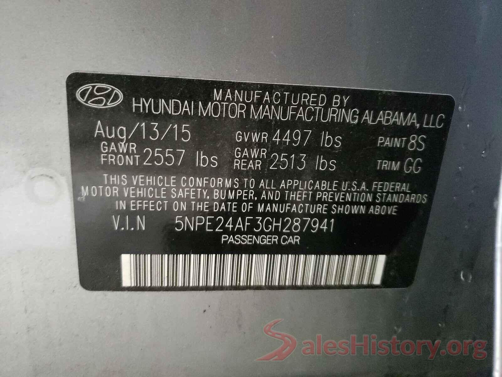 5NPE24AF3GH287941 2016 HYUNDAI SONATA