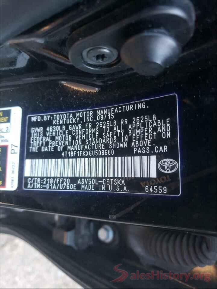 4T1BF1FKXGU508660 2016 TOYOTA CAMRY