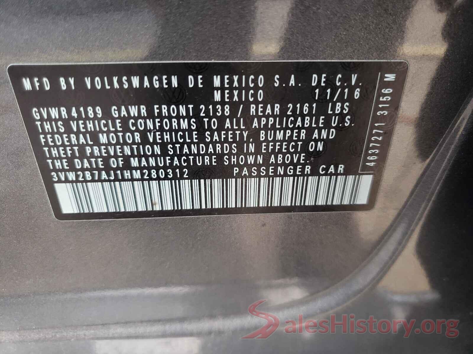 3VW2B7AJ1HM280312 2017 VOLKSWAGEN JETTA