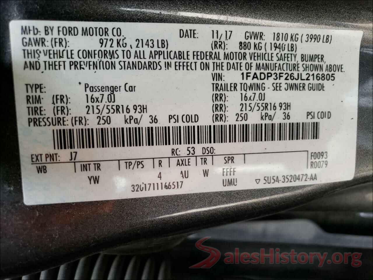 1FADP3F26JL216805 2018 FORD FOCUS