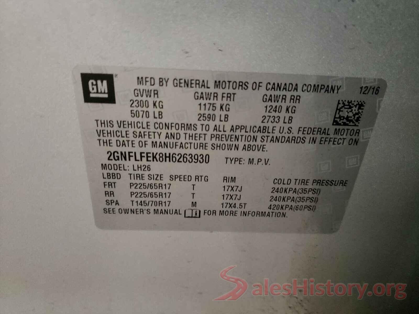 2GNFLFEK8H6263930 2017 CHEVROLET EQUINOX