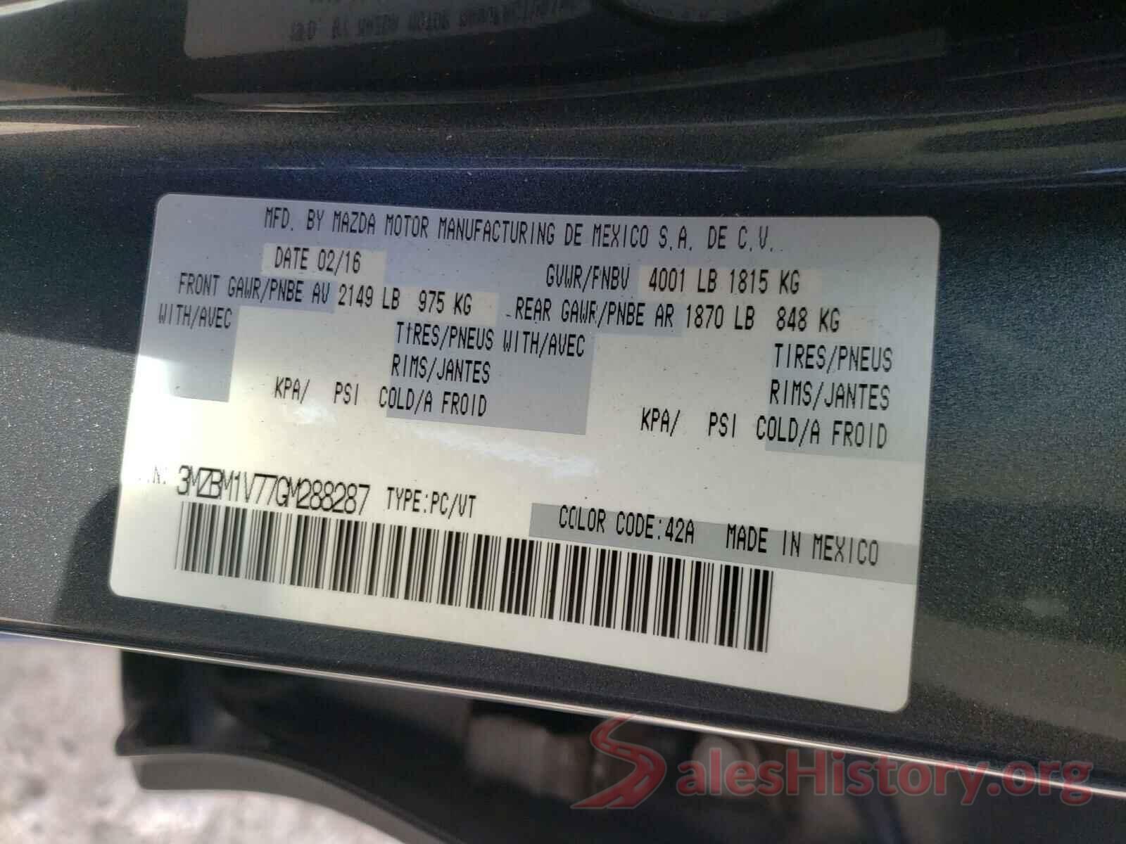 3MZBM1V77GM288287 2016 MAZDA 3