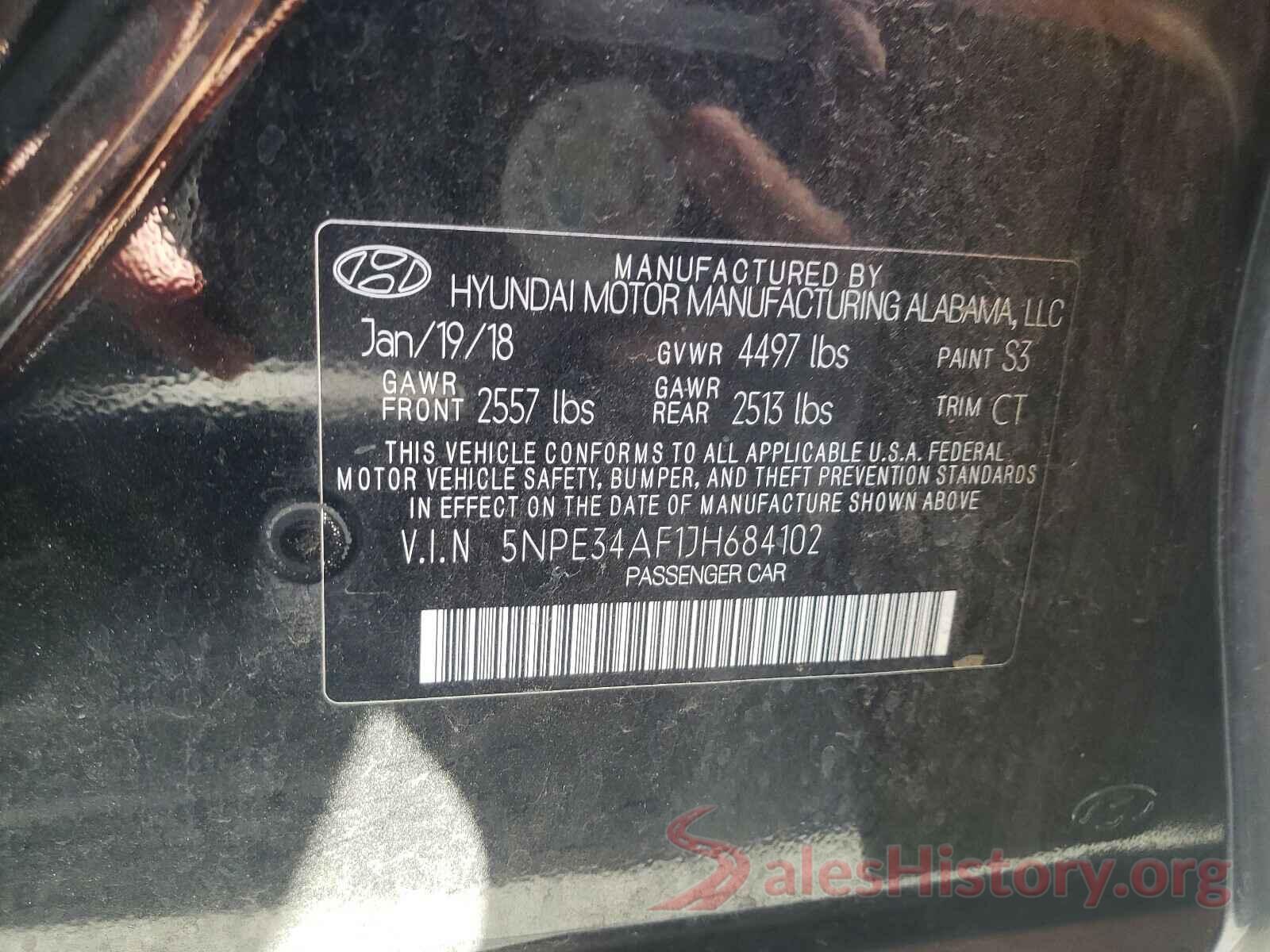 5NPE34AF1JH684102 2018 HYUNDAI SONATA