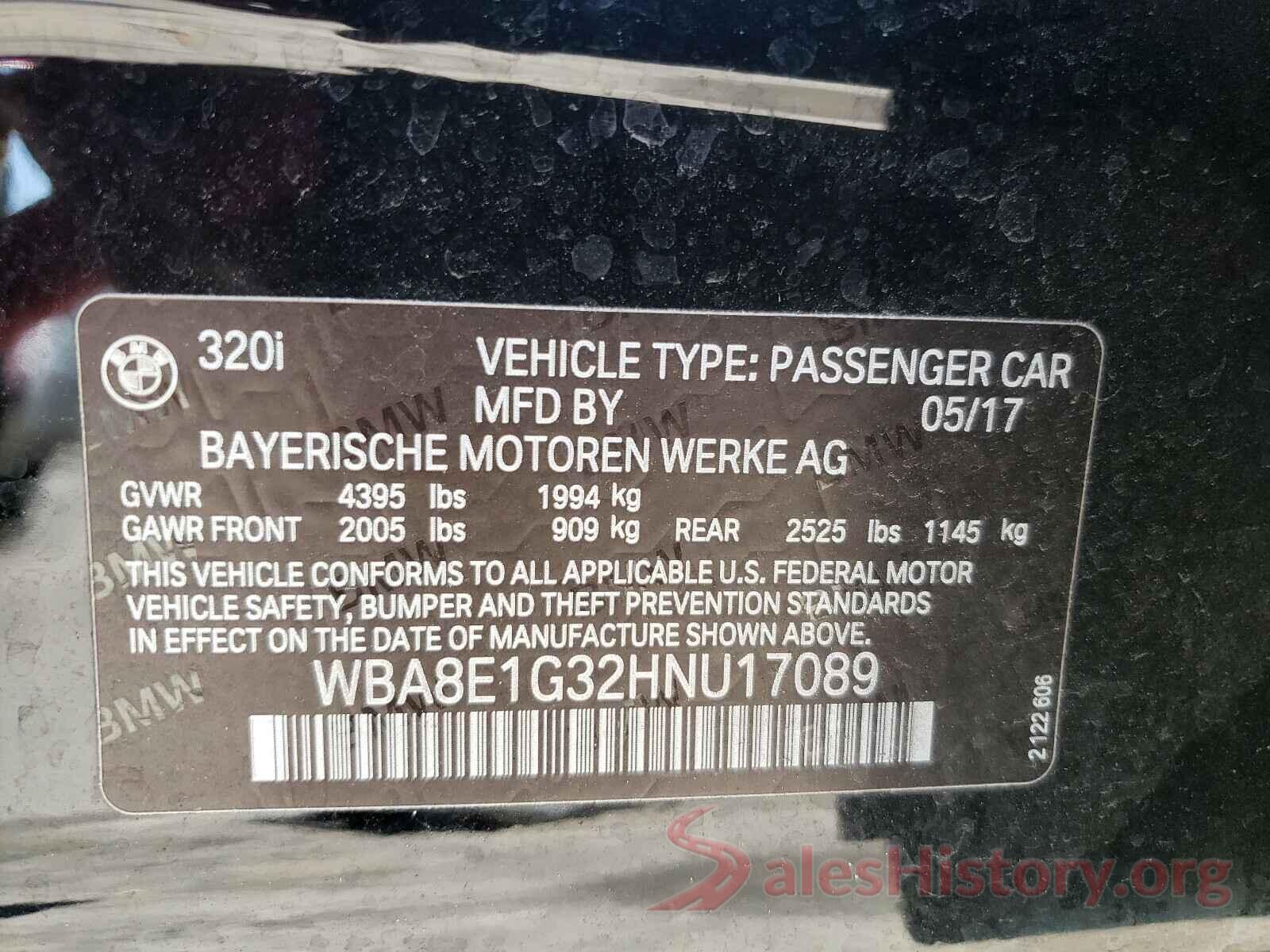 WBA8E1G32HNU17089 2017 BMW 3 SERIES