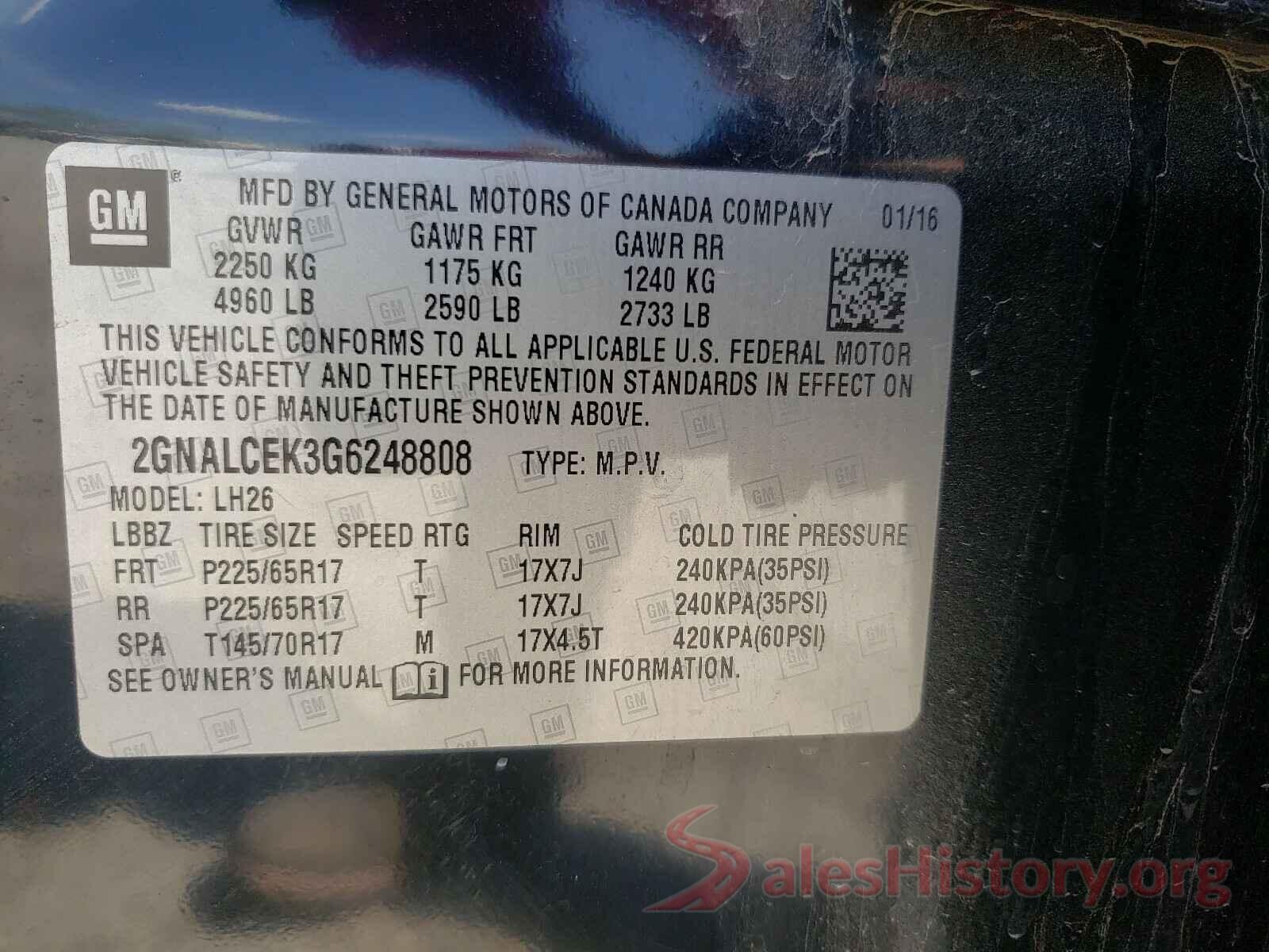 2GNALCEK3G6248808 2016 CHEVROLET EQUINOX