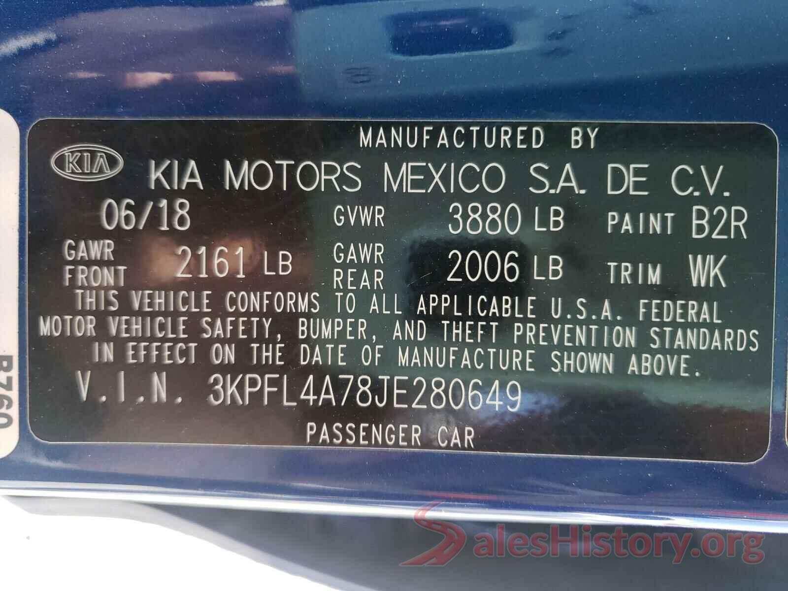 3KPFL4A78JE280649 2018 KIA FORTE