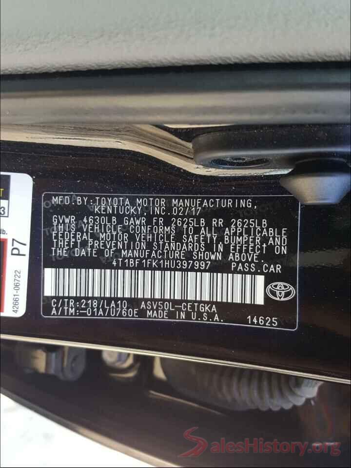 4T1BF1FK1HU397997 2017 TOYOTA CAMRY