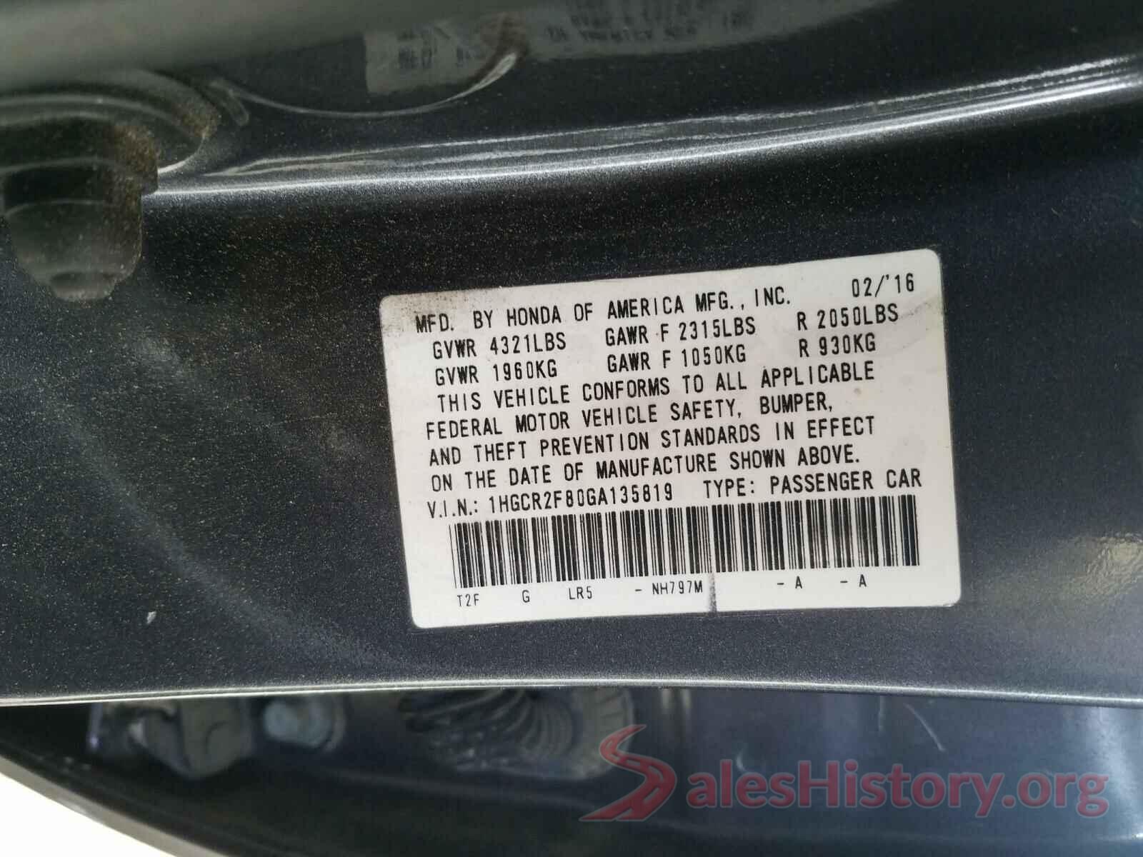 1HGCR2F80GA135819 2016 HONDA ACCORD