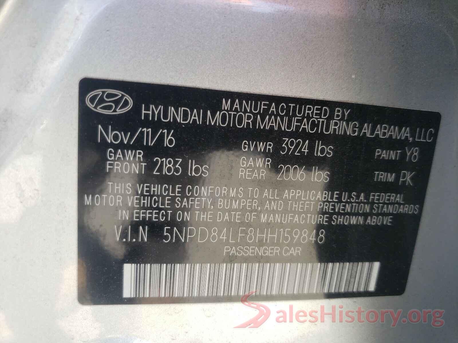 5NPD84LF8HH159848 2017 HYUNDAI ELANTRA