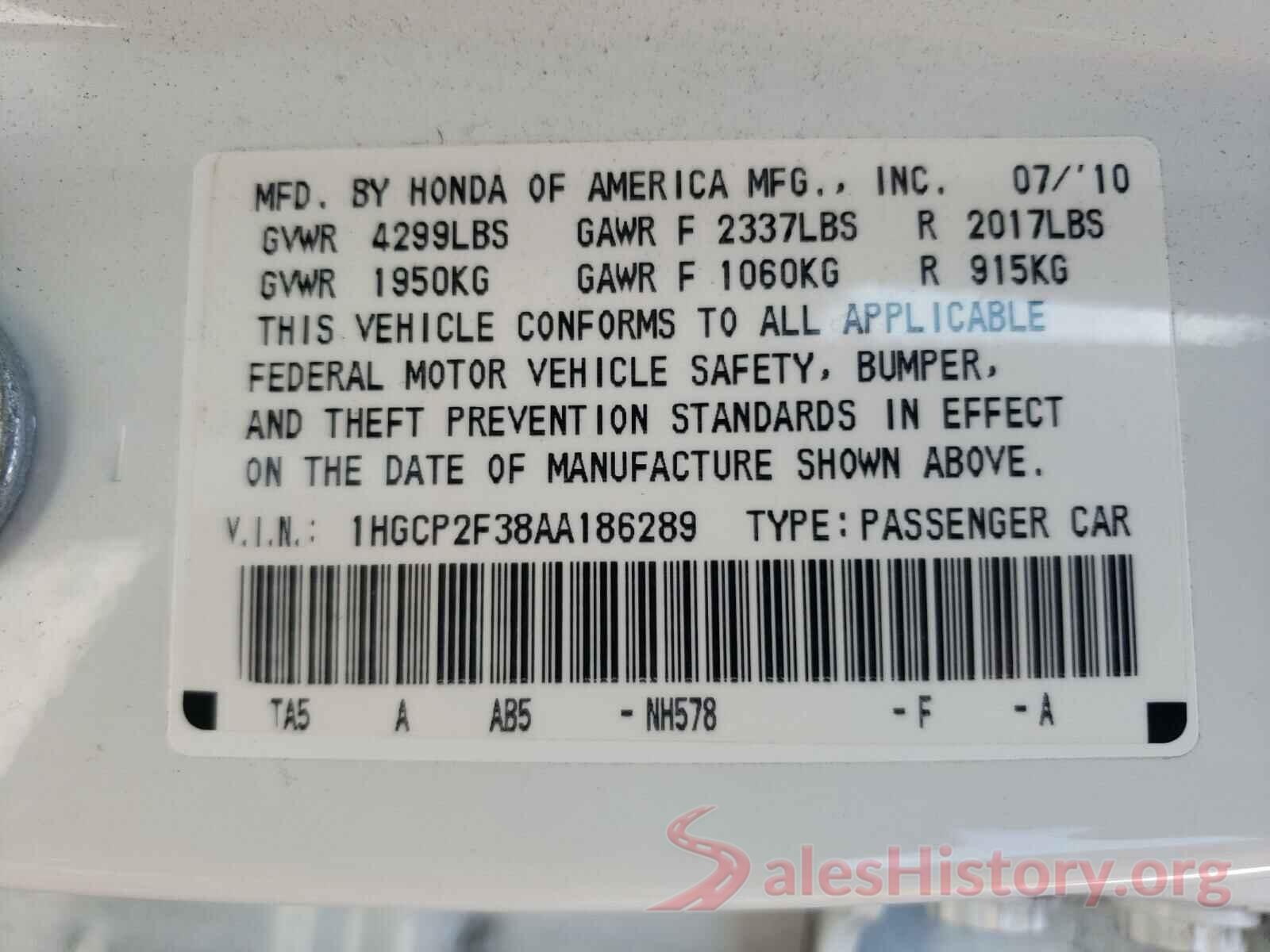 1HGCP2F38AA186289 2016 HONDA ACCORD