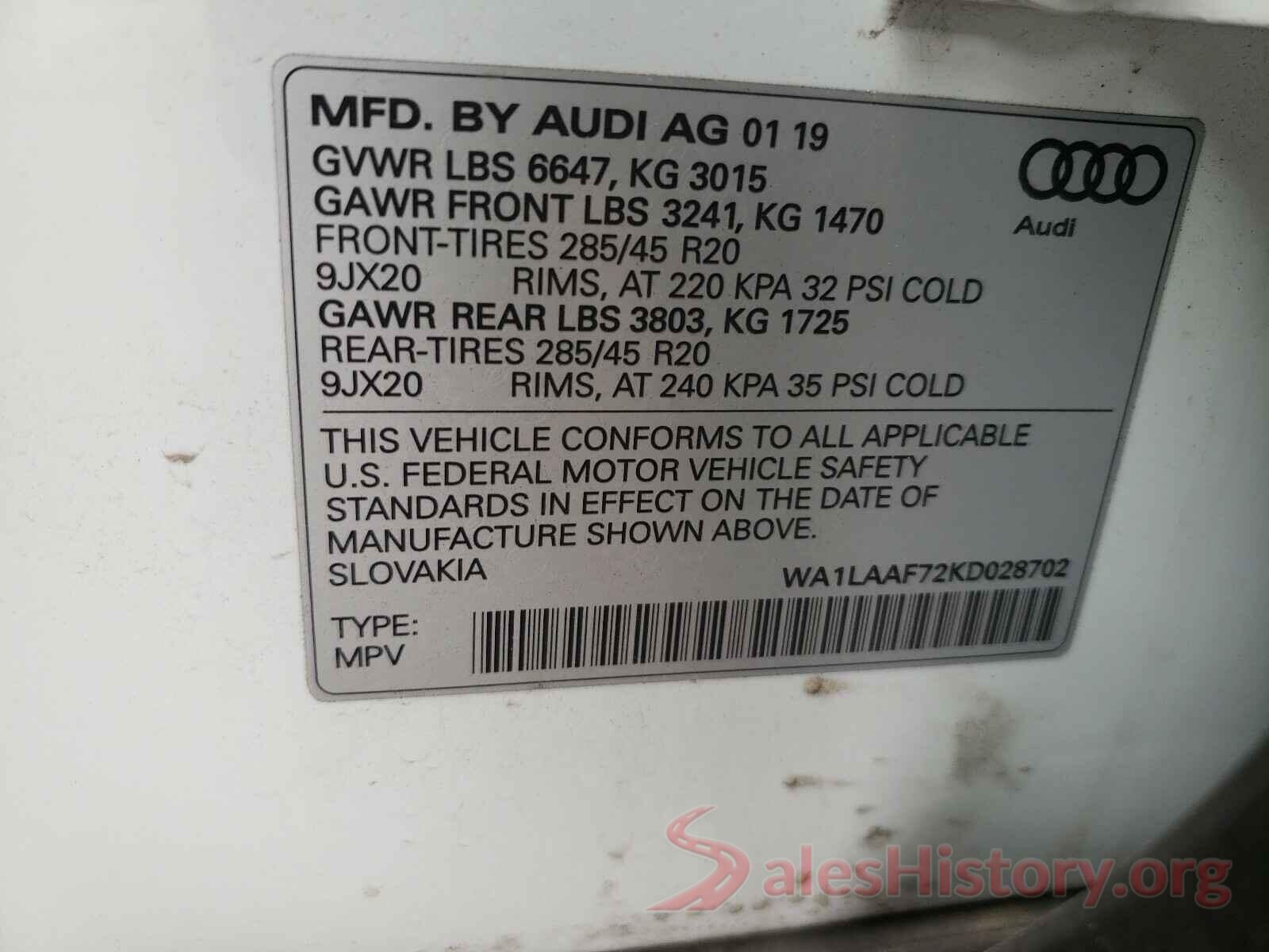 WA1LAAF72KD028702 2019 AUDI Q7