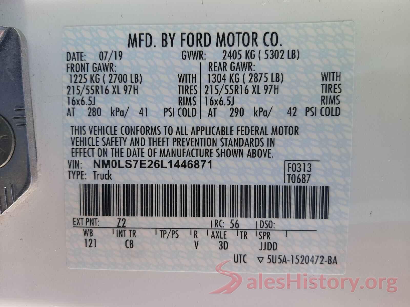 NM0LS7E26L1446871 2020 FORD TRANSIT CO