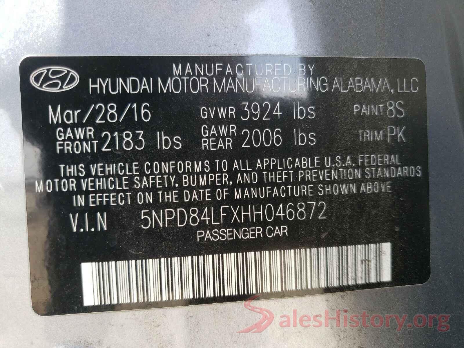 5NPD84LFXHH046872 2017 HYUNDAI ELANTRA