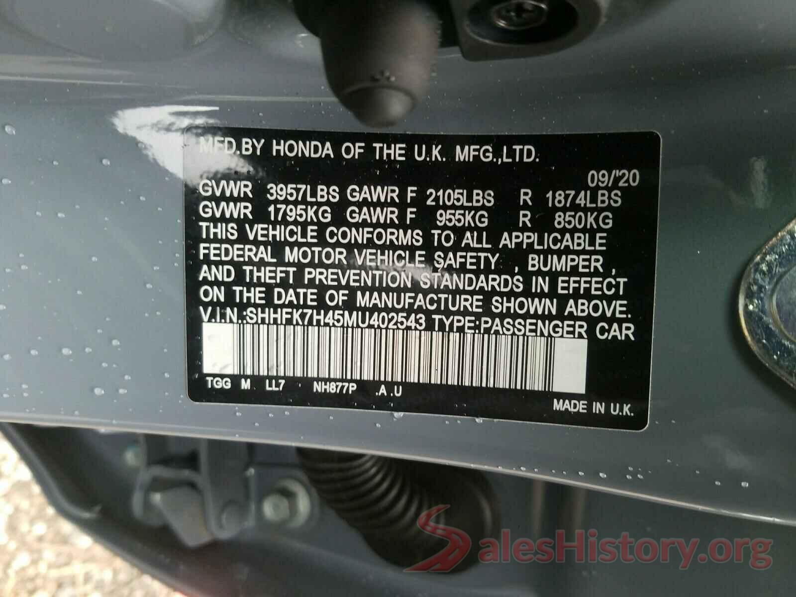 SHHFK7H45MU402543 2021 HONDA CIVIC