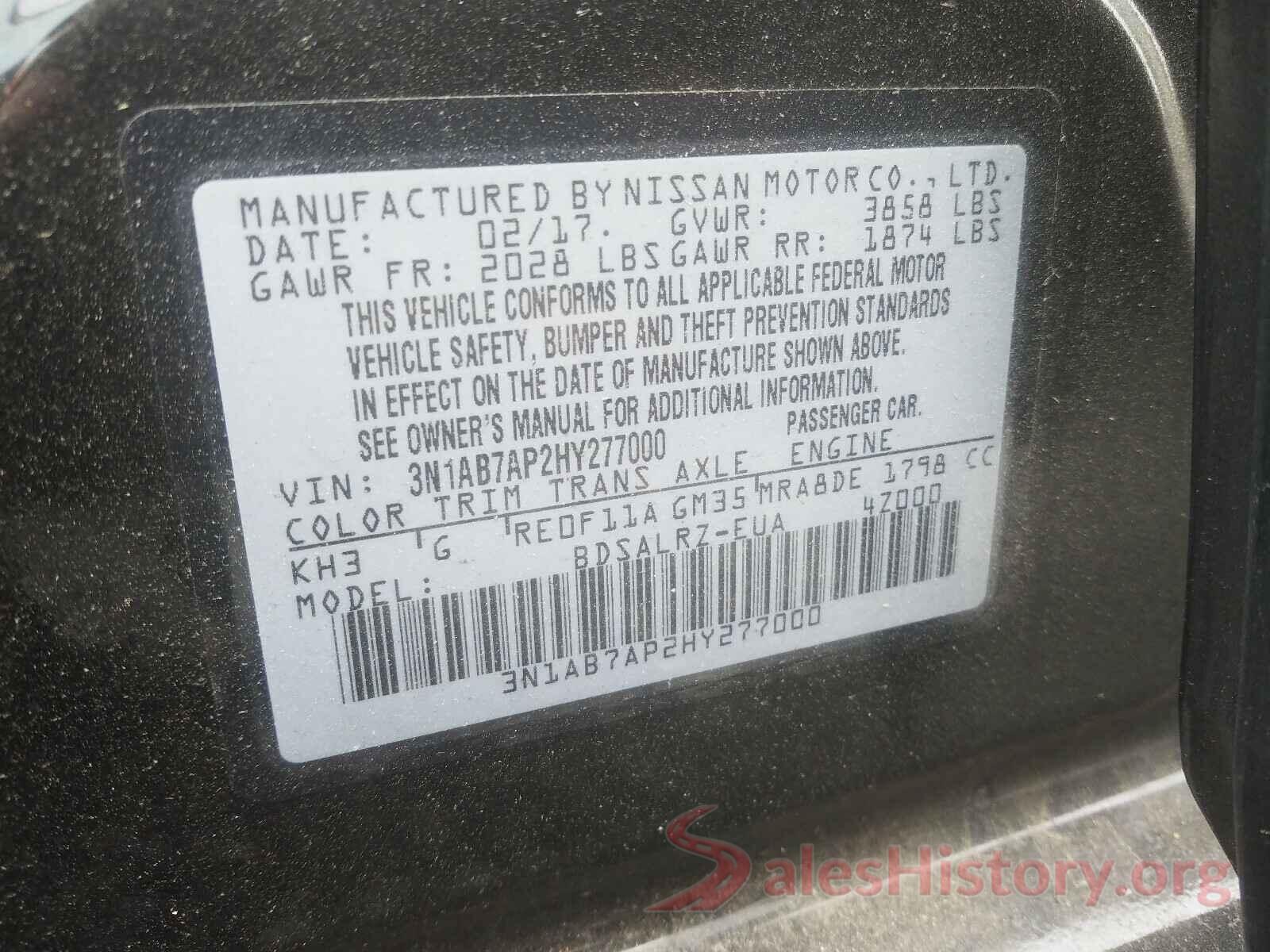 3N1AB7AP2HY277000 2017 NISSAN SENTRA