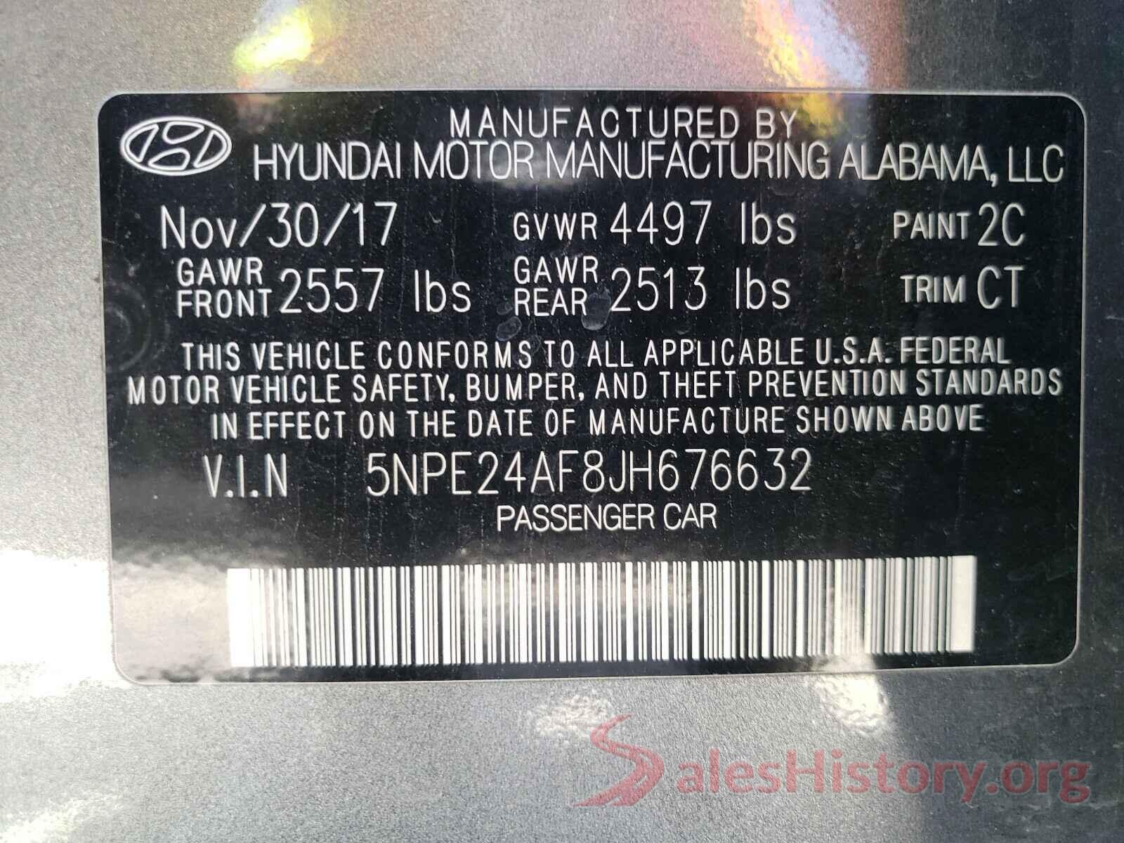 5NPE24AF8JH676632 2018 HYUNDAI SONATA